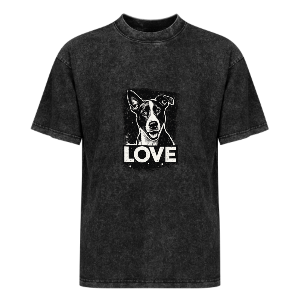 Love Dog Graphic Vintage Washed T-Shirt | Cute Pet Lover Streetwear Tee(z116)
