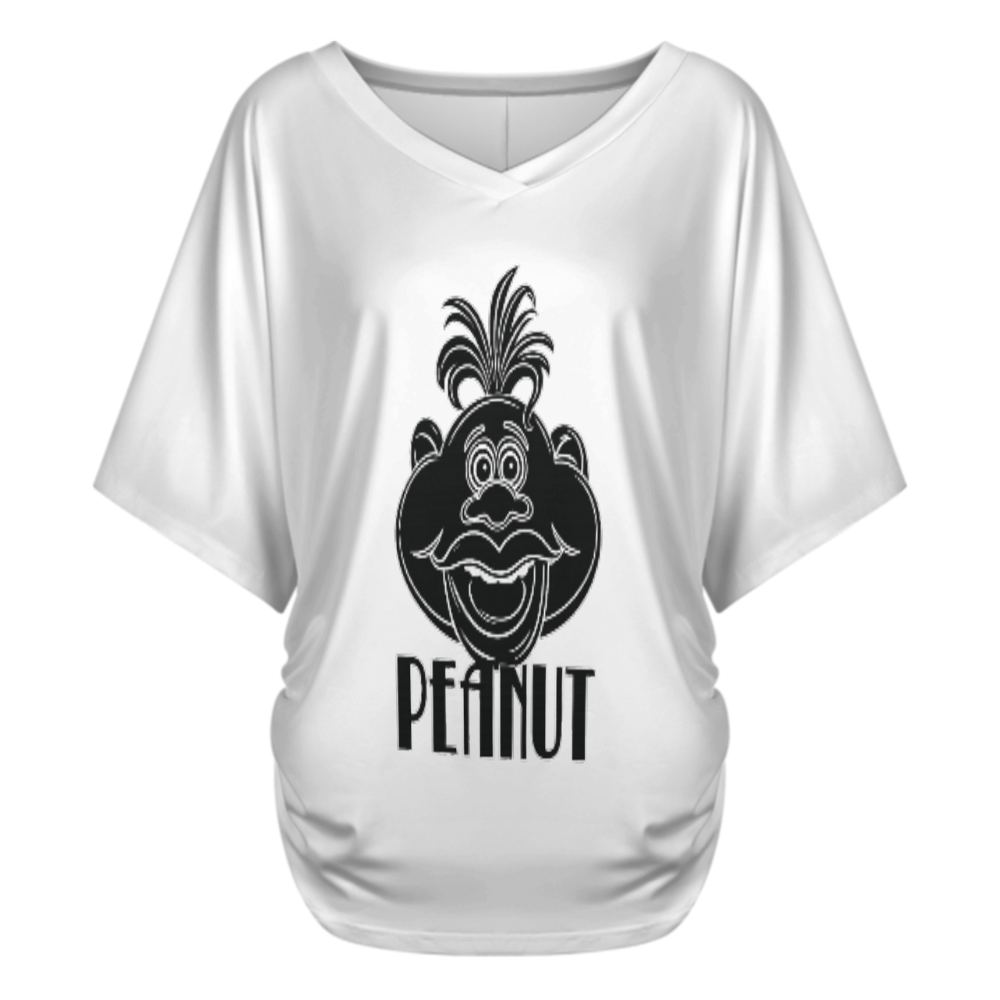 Women’s Peanut Cartoon Graphic V-Neck Tee – Funny Retro Character Casual Shirt(z143)