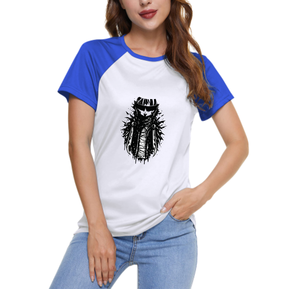 Dark Ninja Anime Graphic Women's Raglan T-Shirt | Cyberpunk Streetwear Cotton Tee(z103)