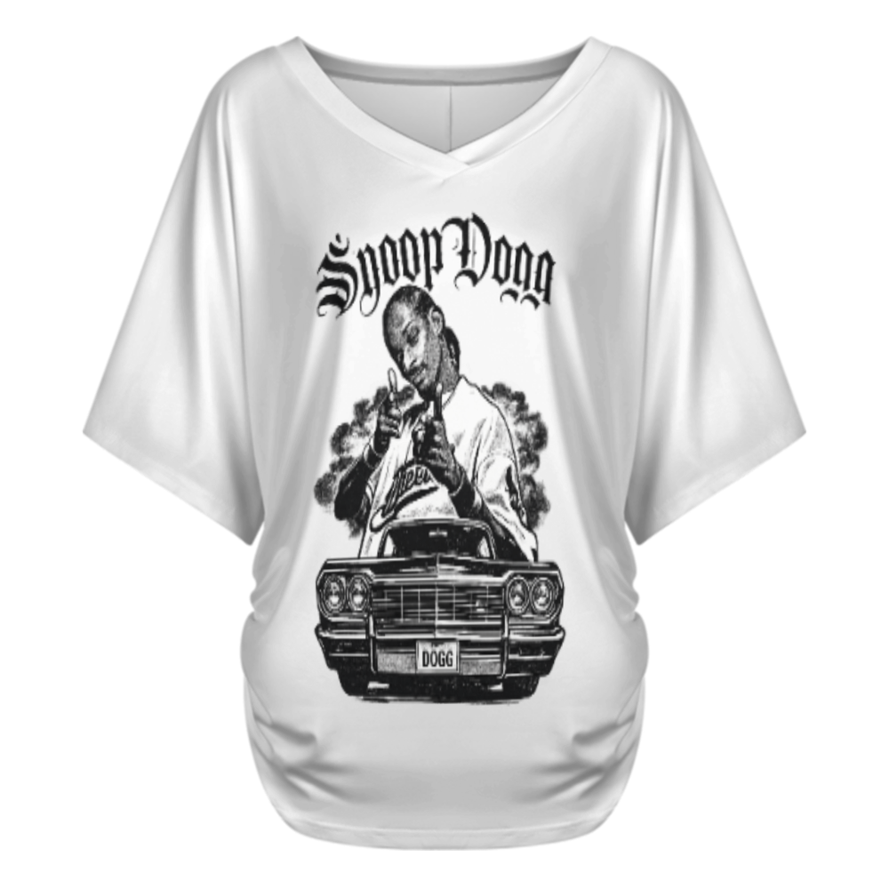 Snoop Dogg Vintage Graphic V-Neck T-Shirt – Retro Hip Hop Streetwear Women’s Tee(z150)