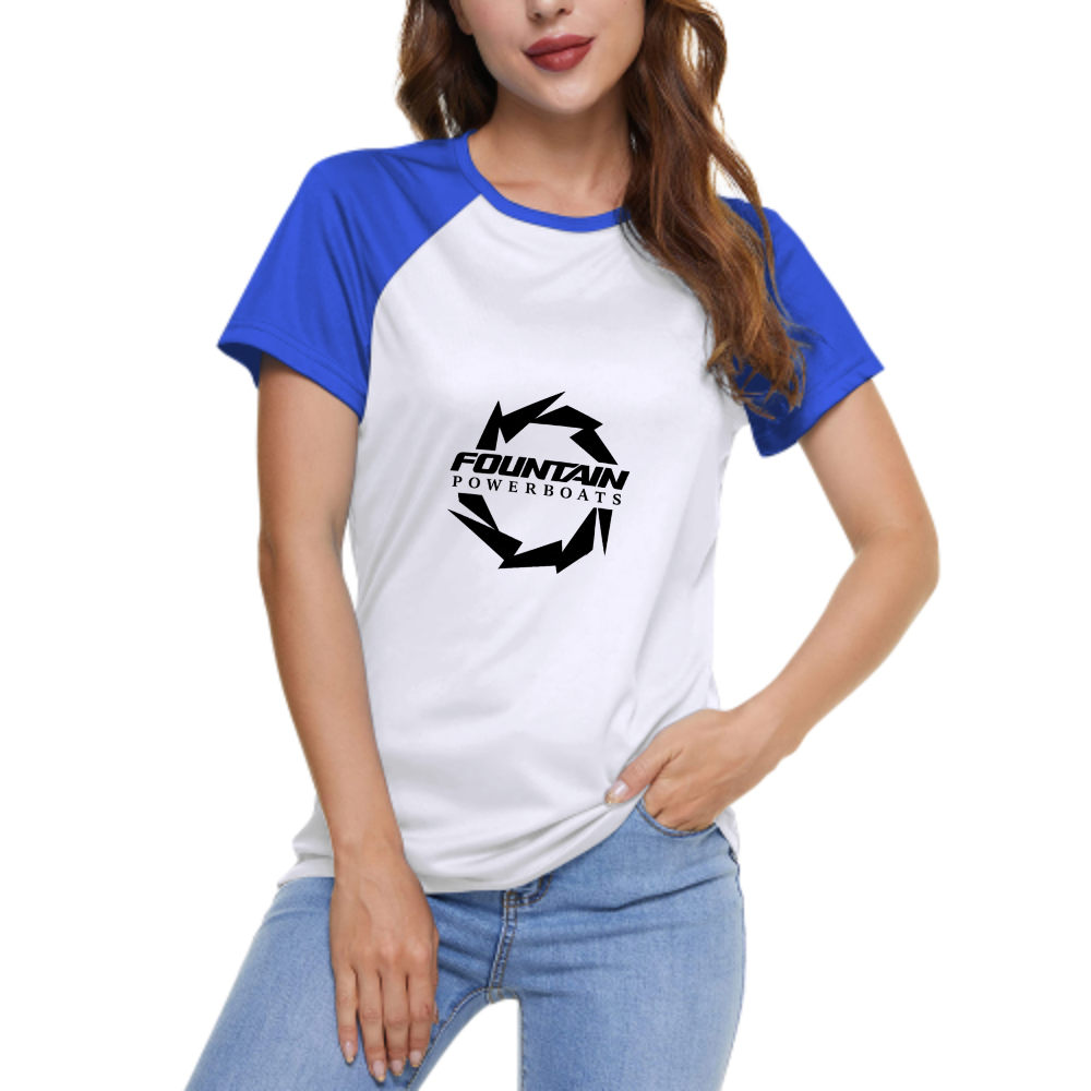 Fountain Powerboats Graphic Women's Raglan T-Shirt | Racing Style Cotton Streetwear Tee(z107)