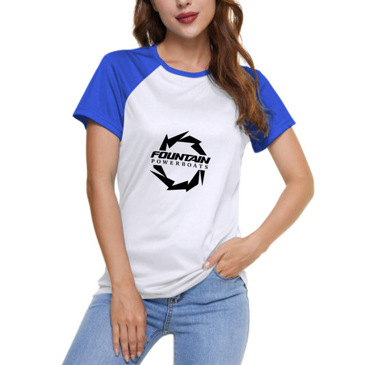 Fountain Powerboats Graphic Women's Raglan T-Shirt | Racing Style Cotton Streetwear Tee(z107)