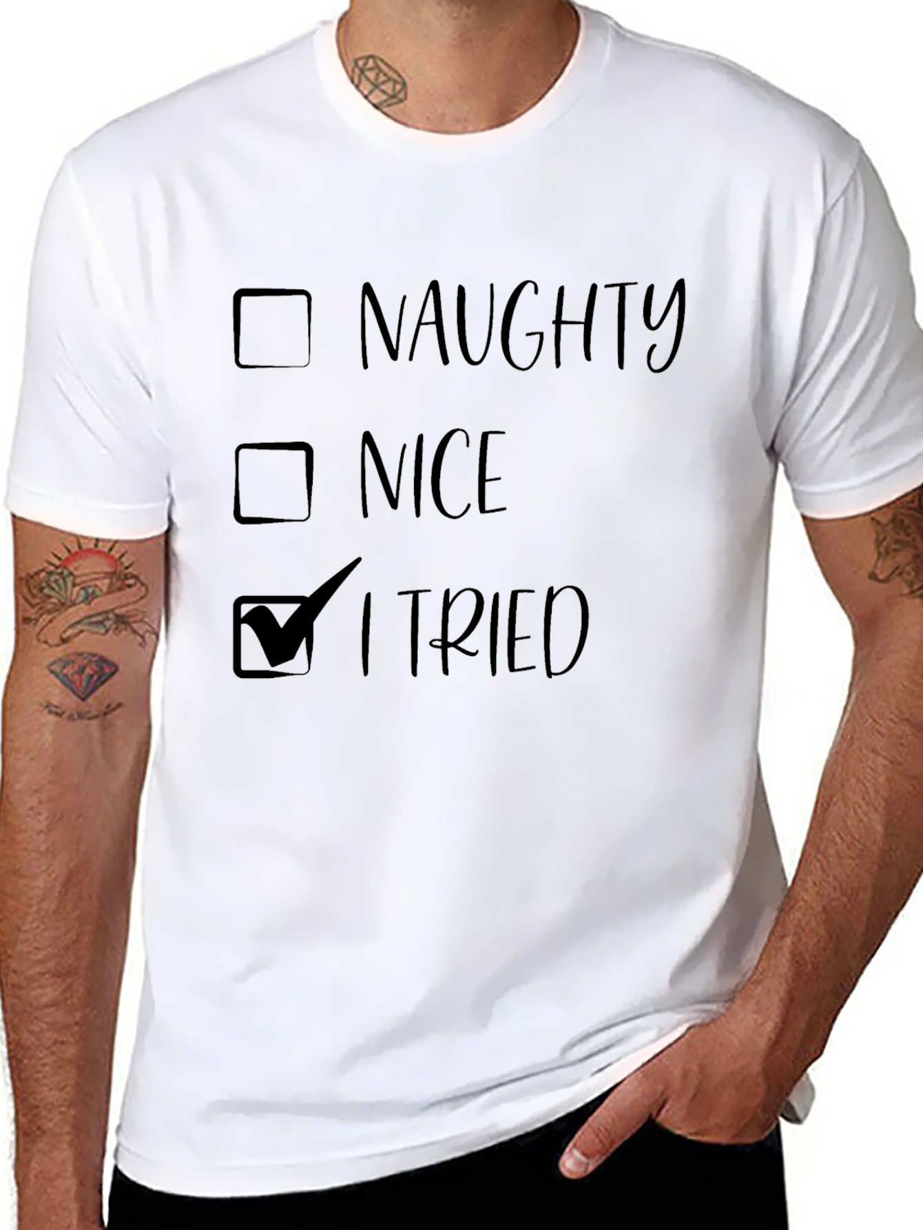 Naughty Nice I Tried Funny Graphic T-Shirt