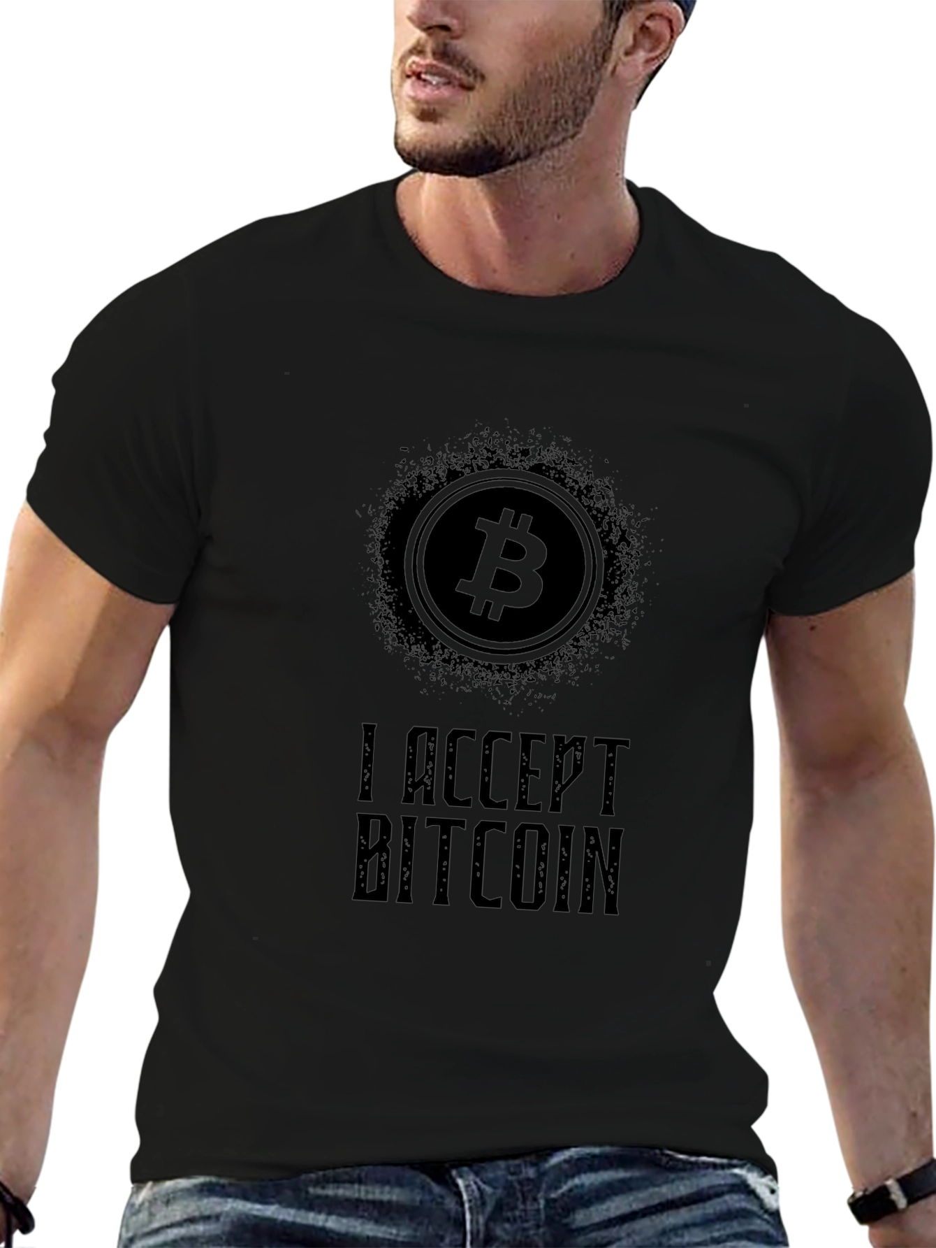 I Accept Bitcoin Black T-Shirt - Crypto Currency Tee
