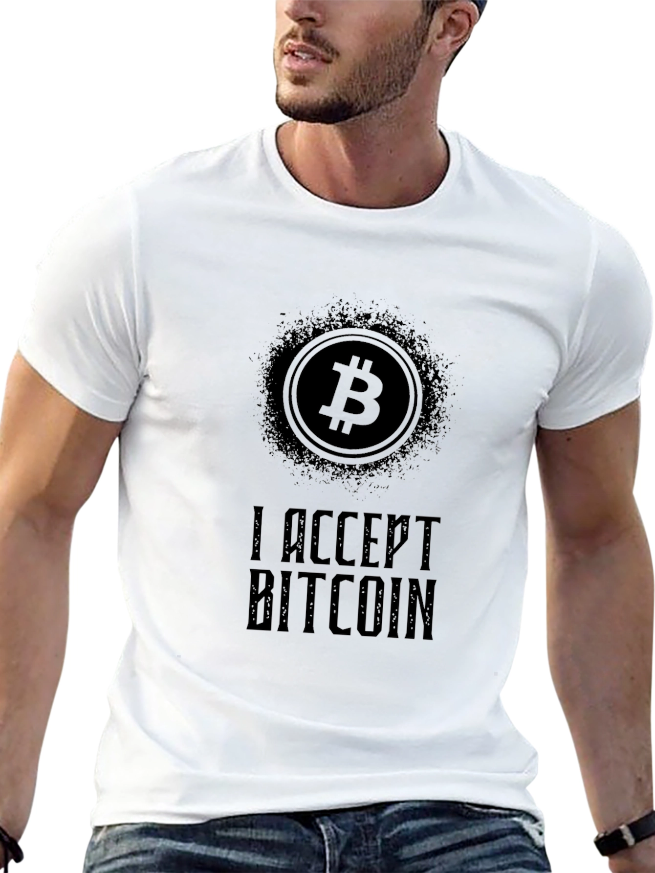 I Accept Bitcoin Black T-Shirt - Crypto Currency Tee