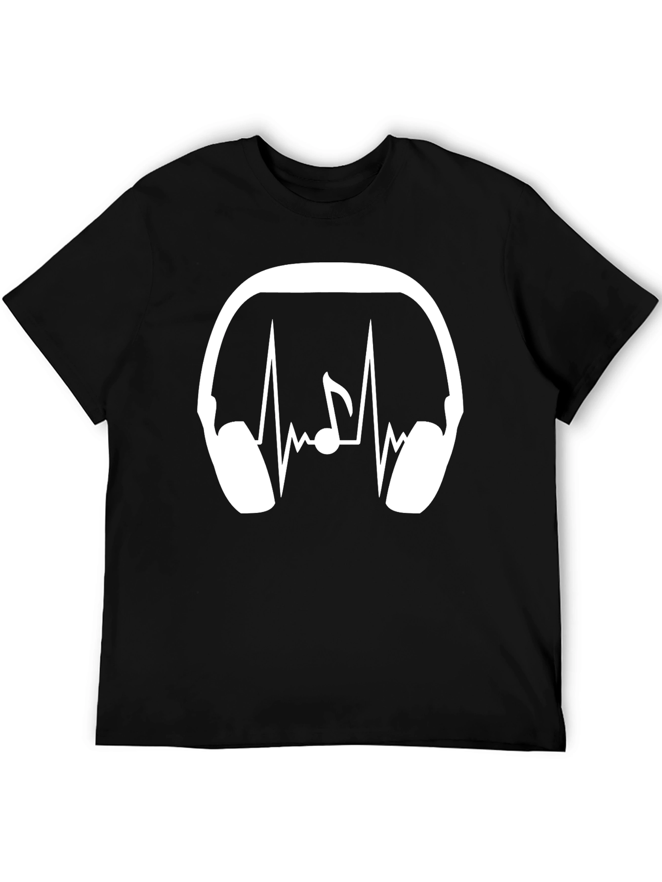 Music Lover T-Shirt: Headphones Heartbeat Note Design
