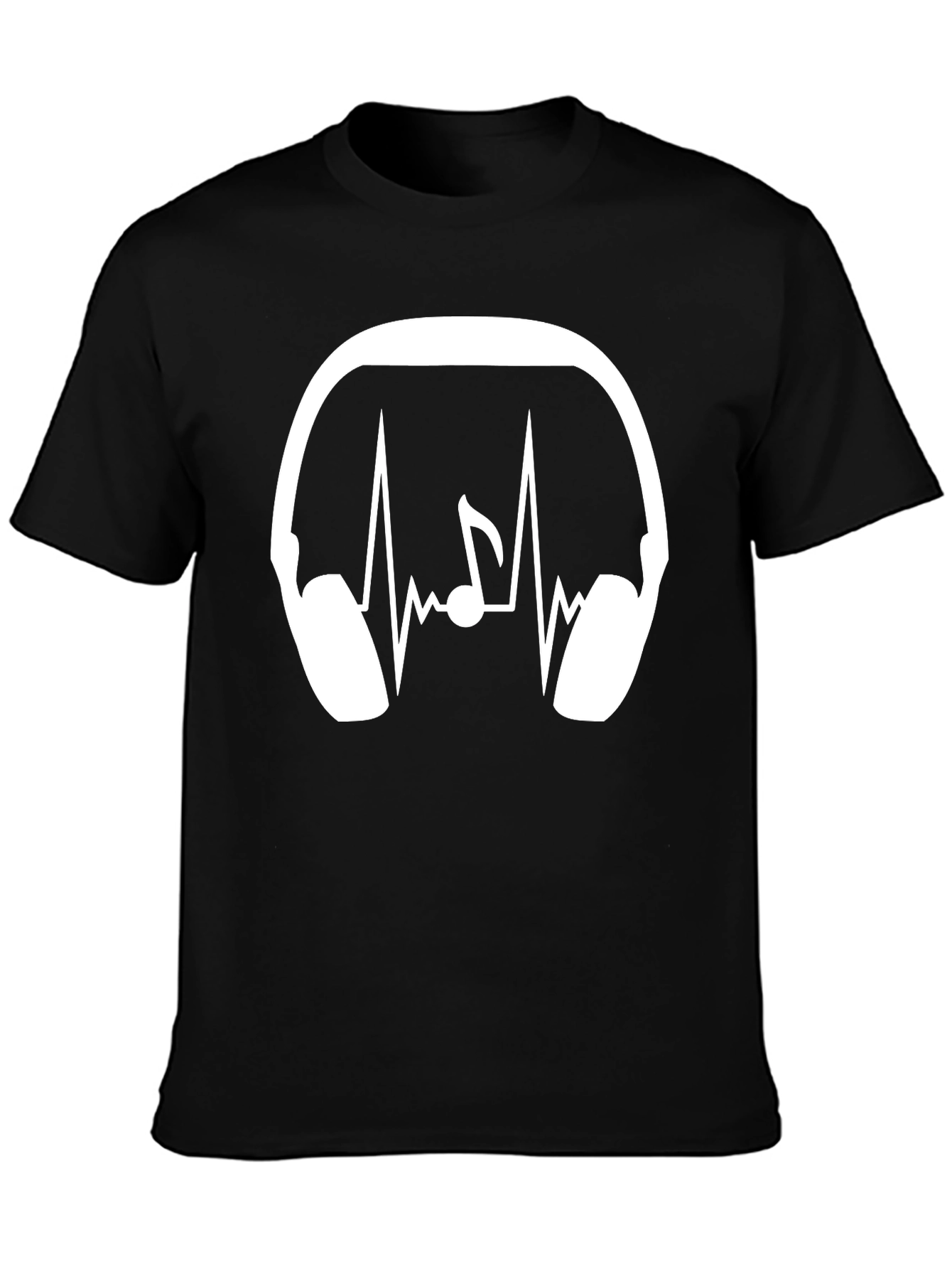 Music Lover T-Shirt: Headphones Heartbeat Note Design