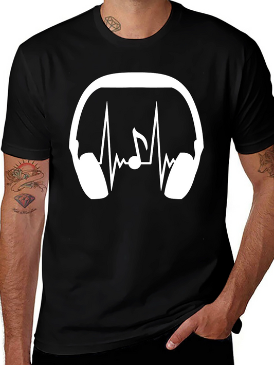 Music Lover T-Shirt: Headphones Heartbeat Note Design