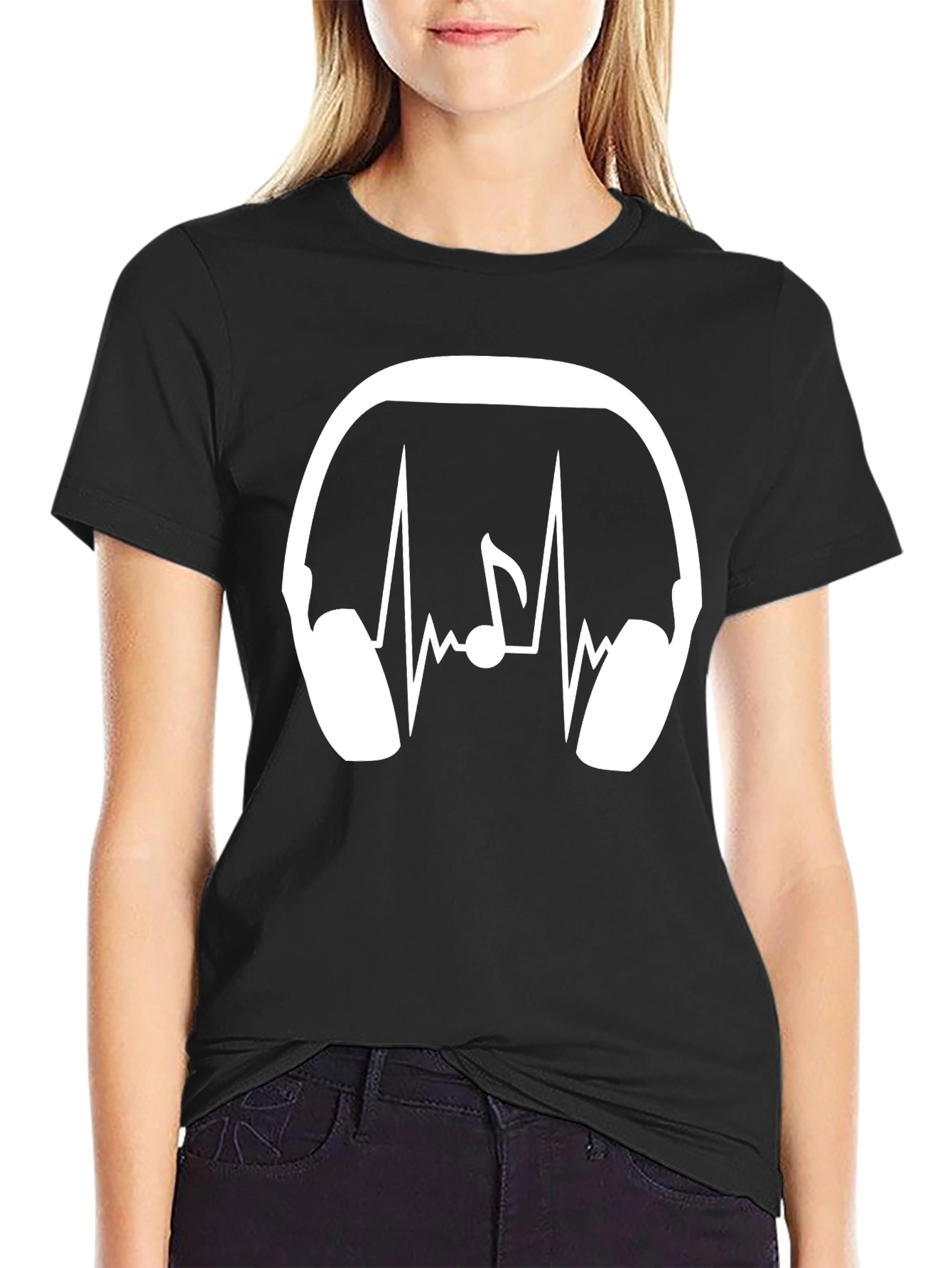 Music Lover T-Shirt: Headphones Heartbeat Note Design
