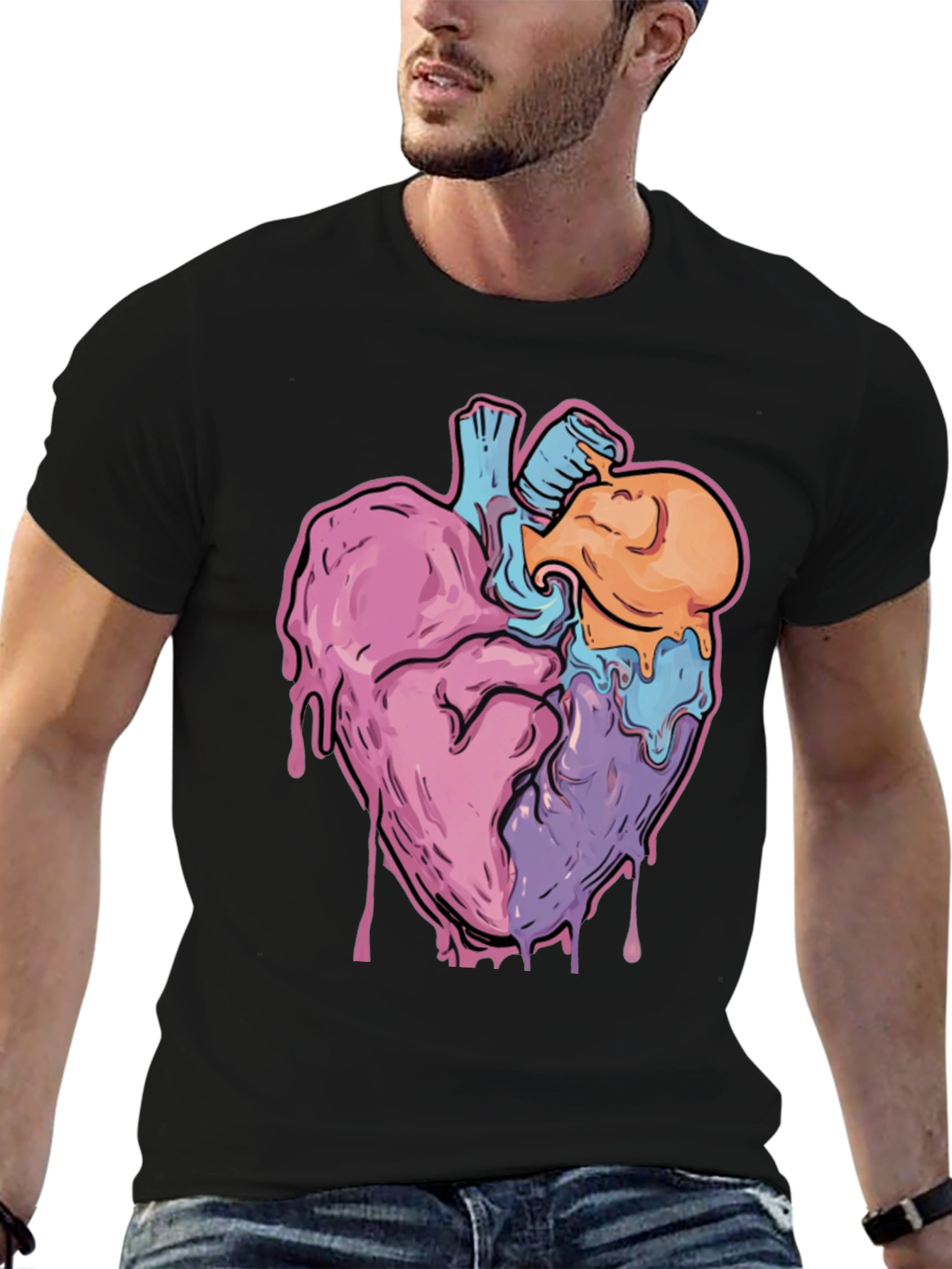 Melting Heart Graphic Tee - Unique Art Design