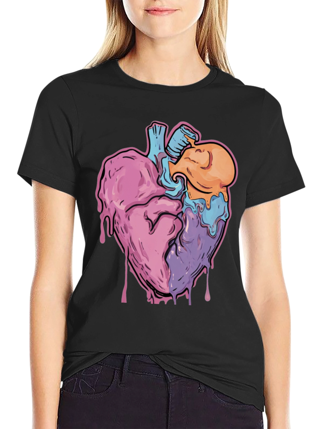 Melting Heart Graphic Tee - Unique Art Design
