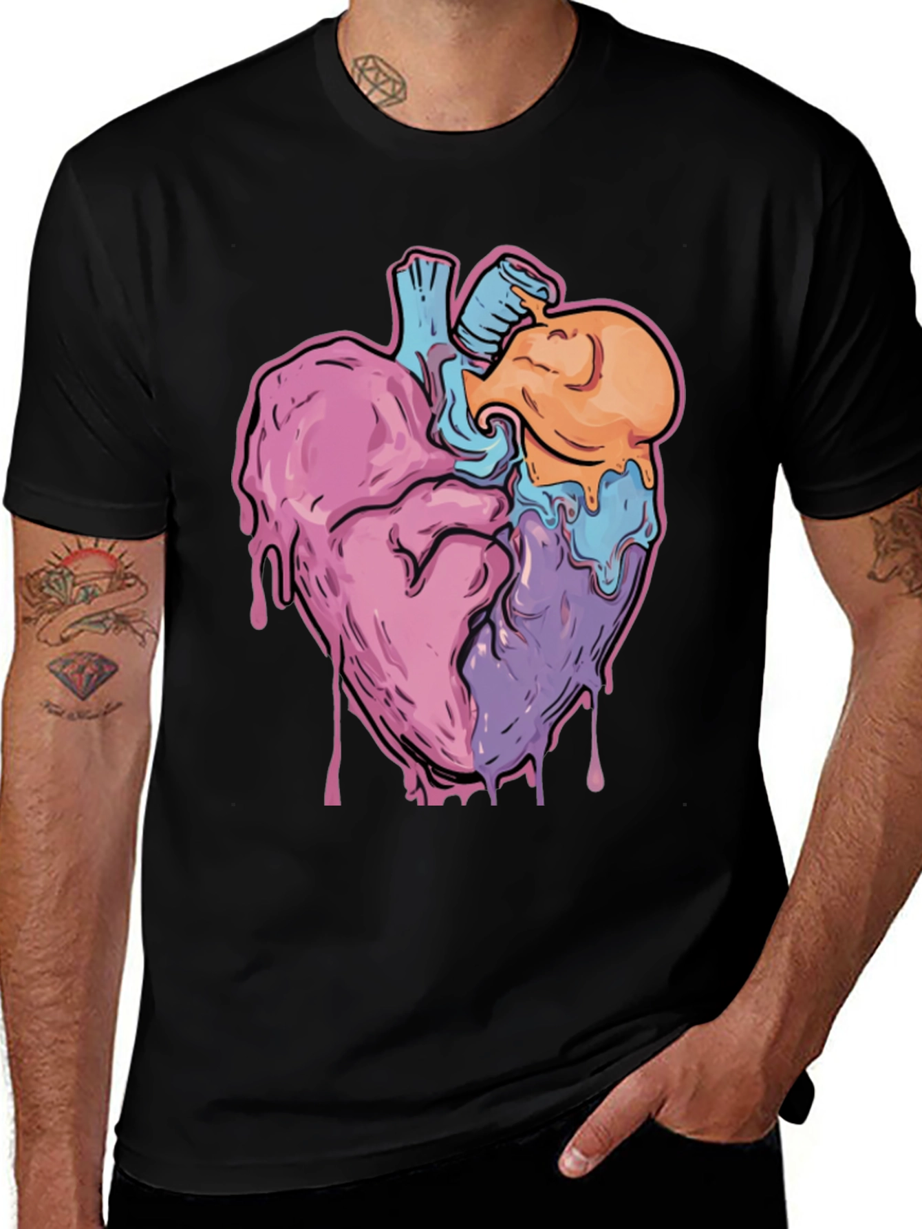 Melting Heart Graphic Tee - Unique Art Design