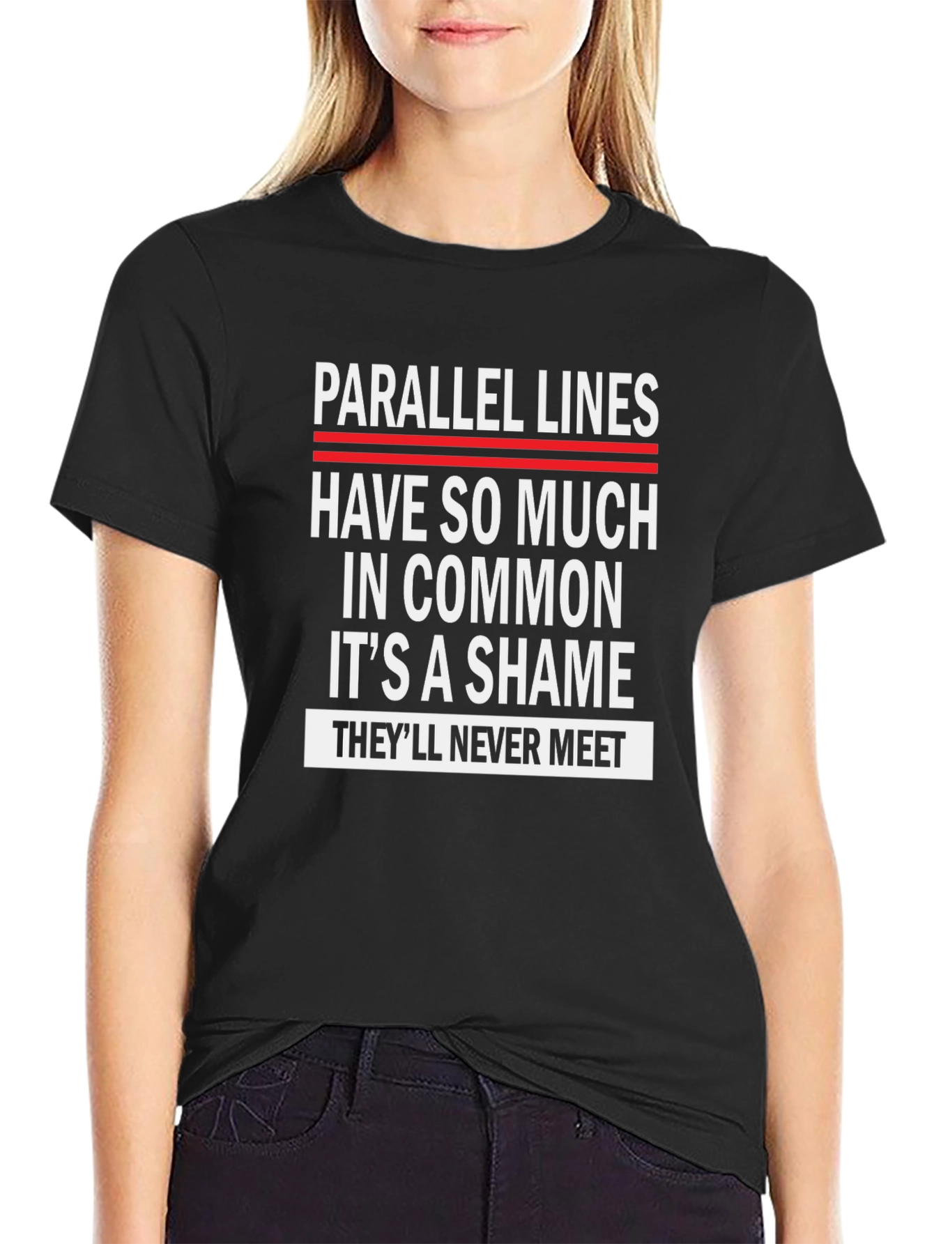 Parallel Lines Funny T-Shirt - Unisex Black Tee