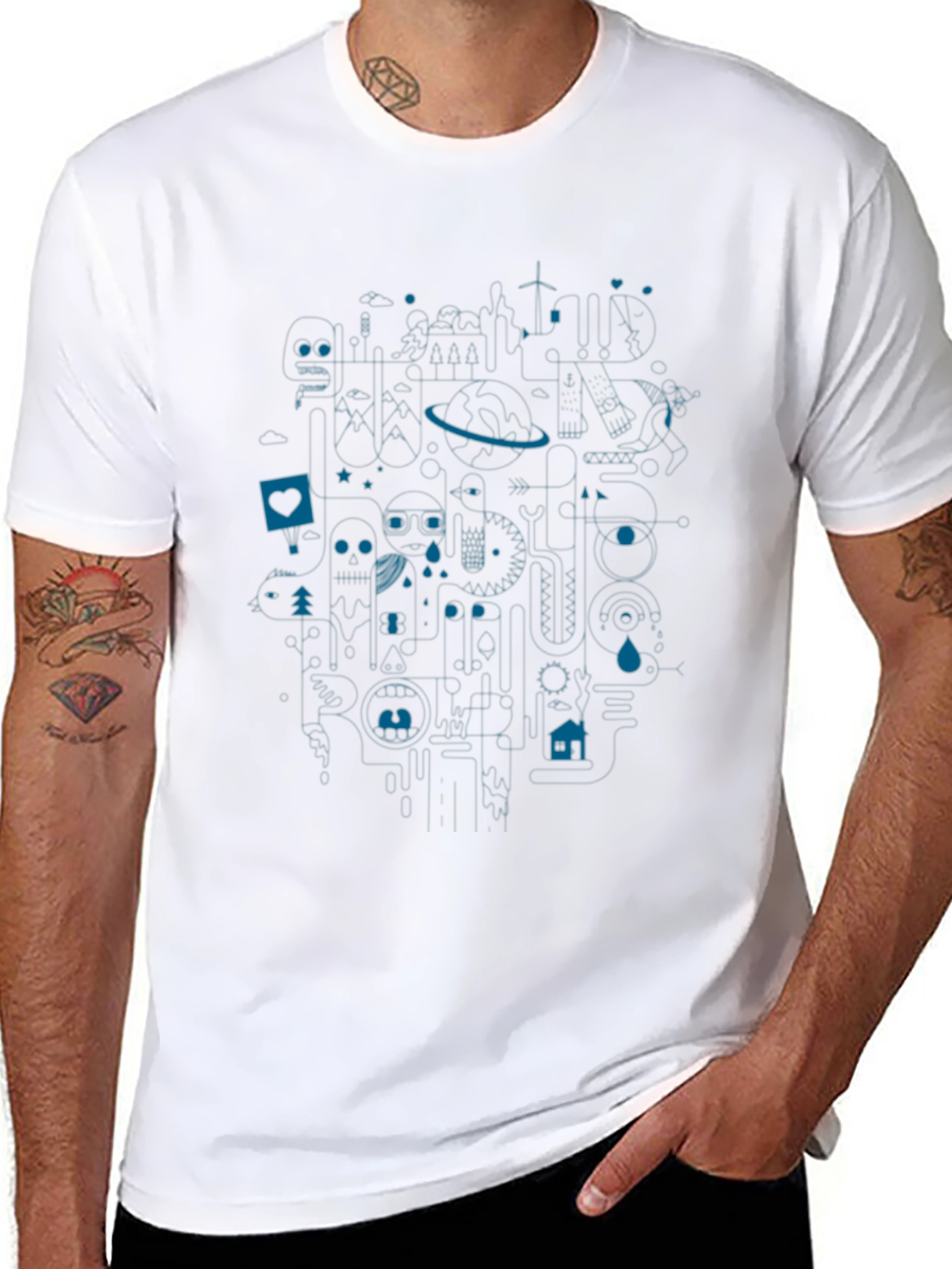 Abstract Graphic T-Shirt - Casual Wear for Men
