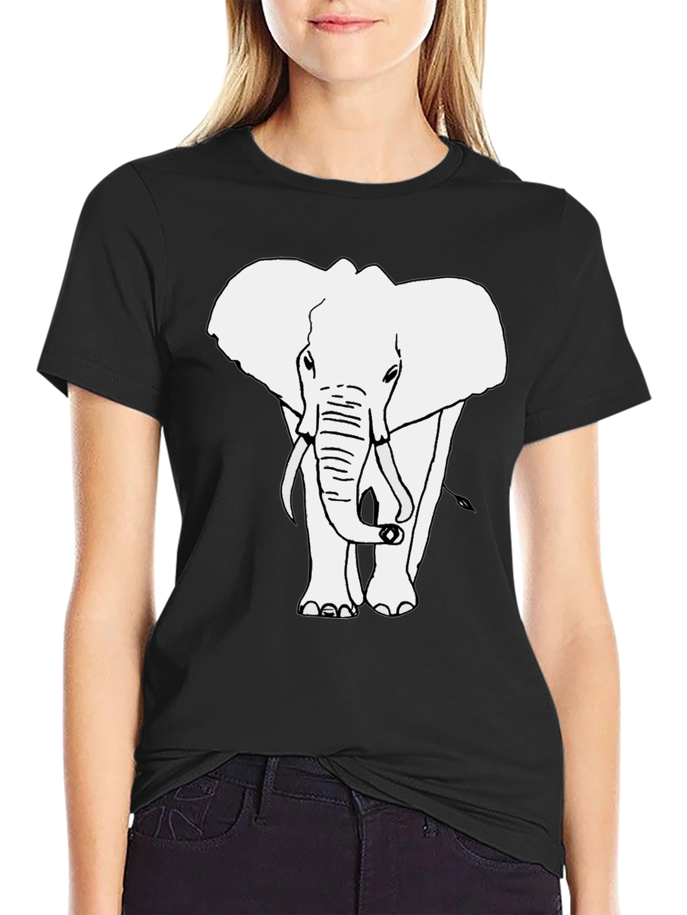 Elephant Graphic T-Shirt - Black Cotton Tee