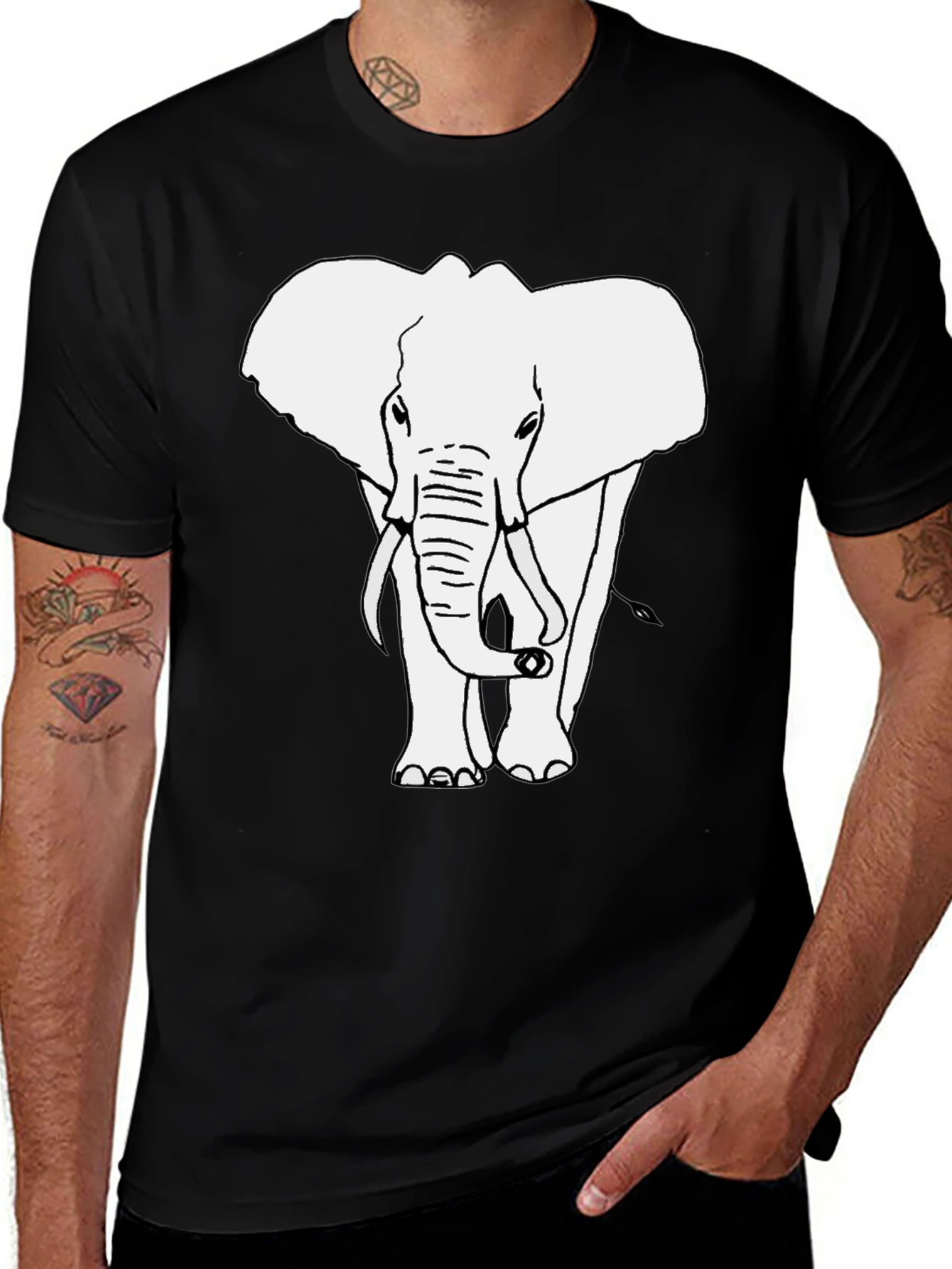 Elephant Graphic T-Shirt - Black Cotton Tee
