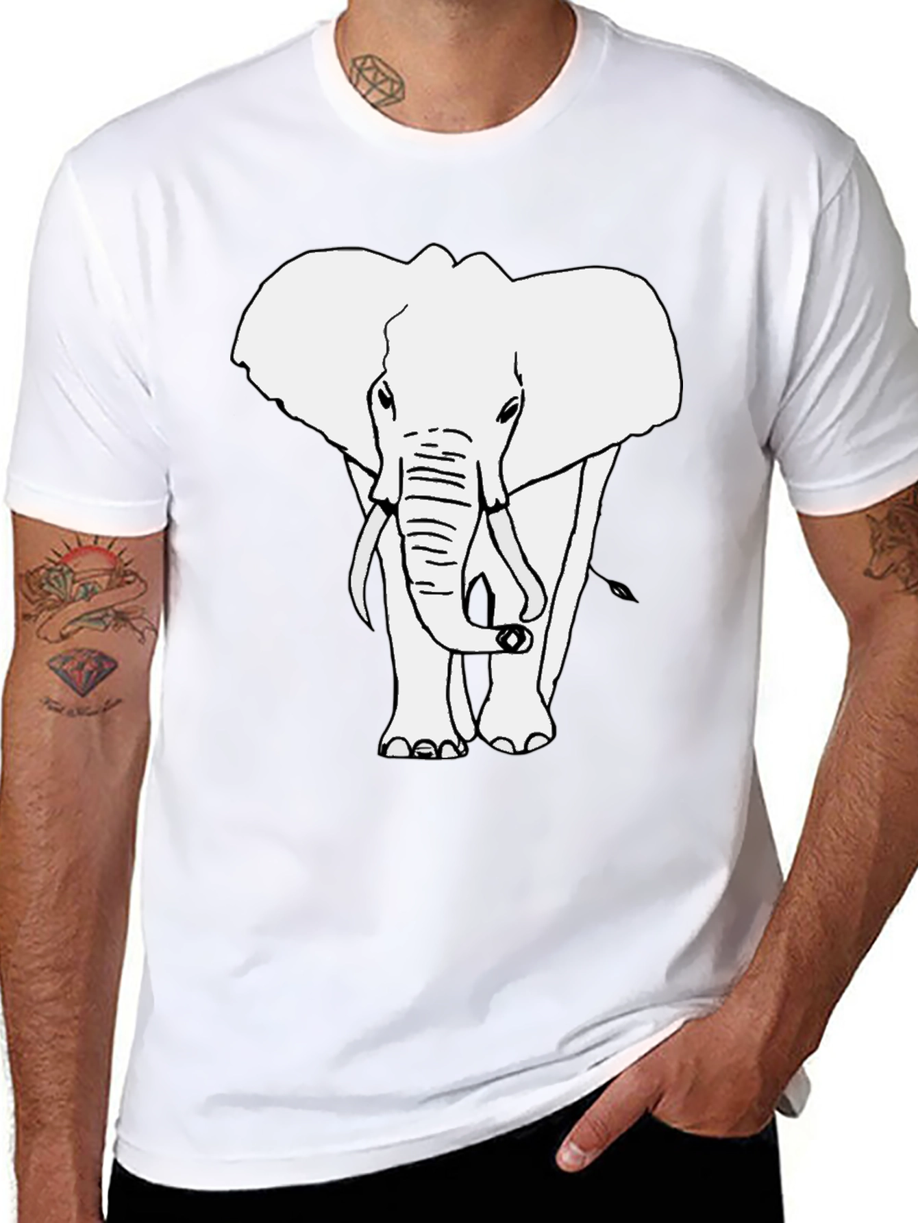 Elephant Graphic T-Shirt - Black Cotton Tee