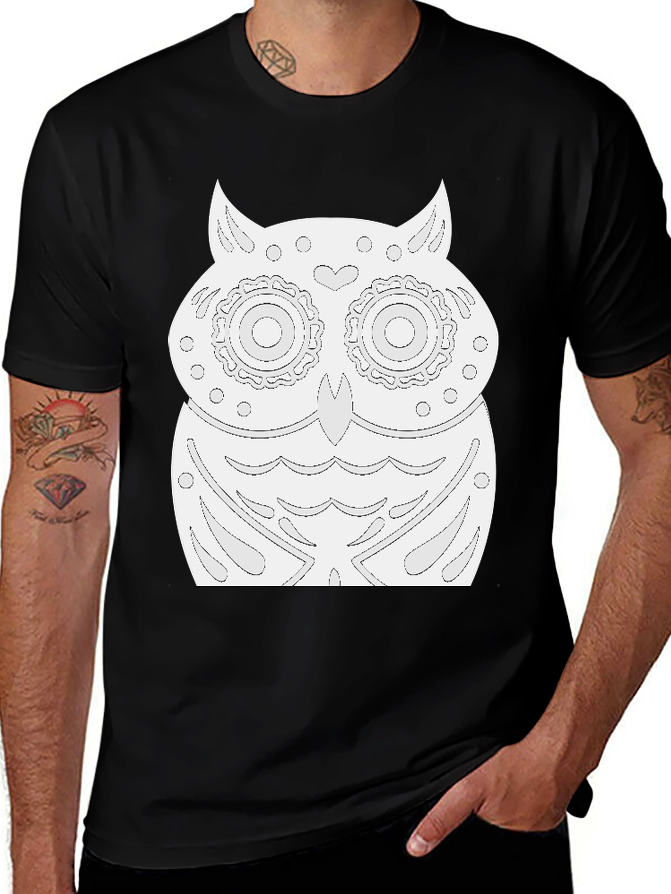 Owl Graphic Black T-Shirt