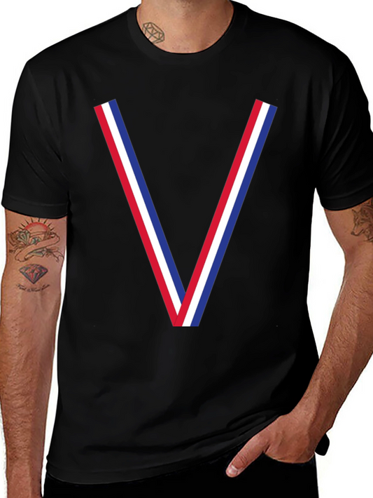 Tricolor V-Neck Graphic Tee