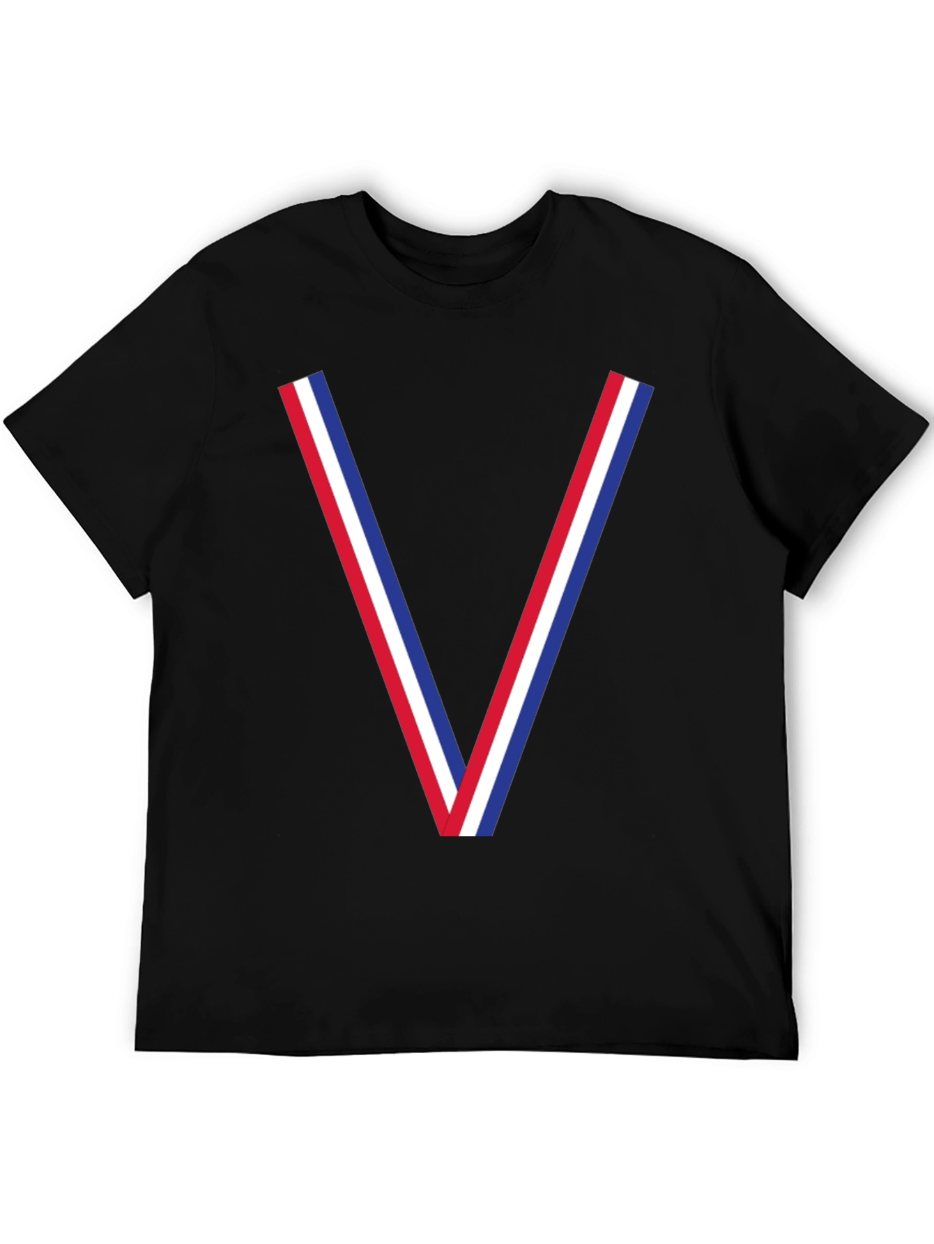 Tricolor V-Neck Graphic Tee