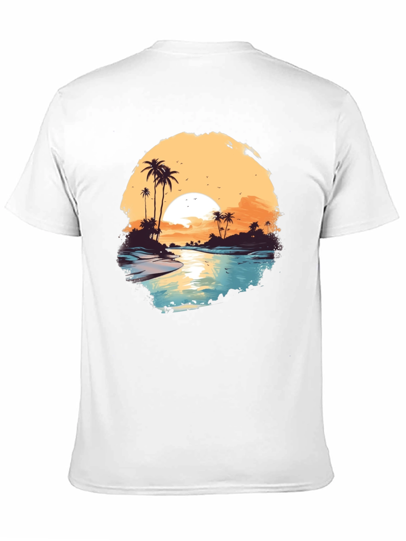 Tropical Sunset Graphic Tee - Black