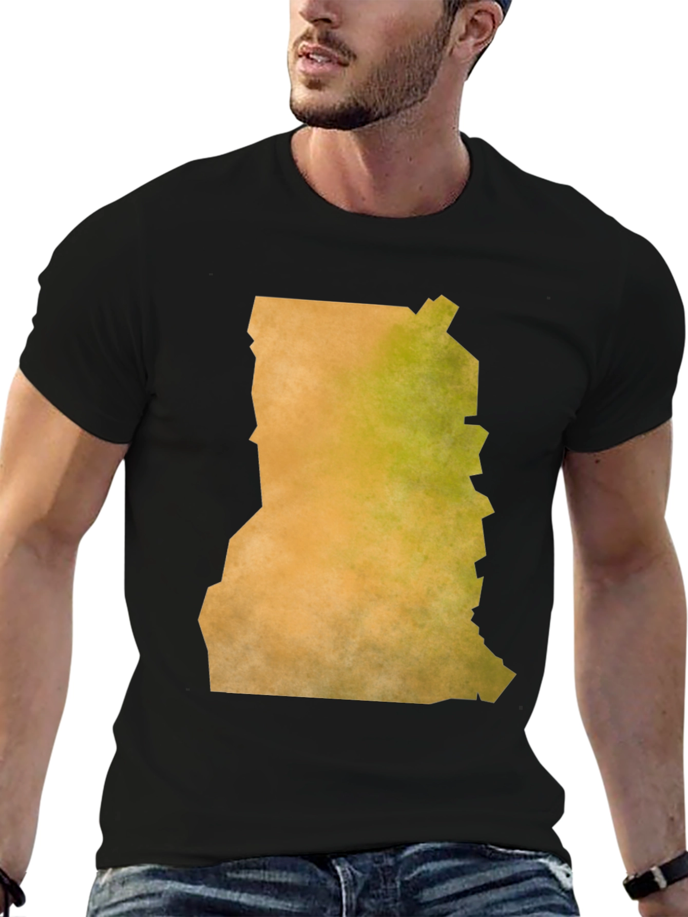 Ghana Map Graphic Tee - Black