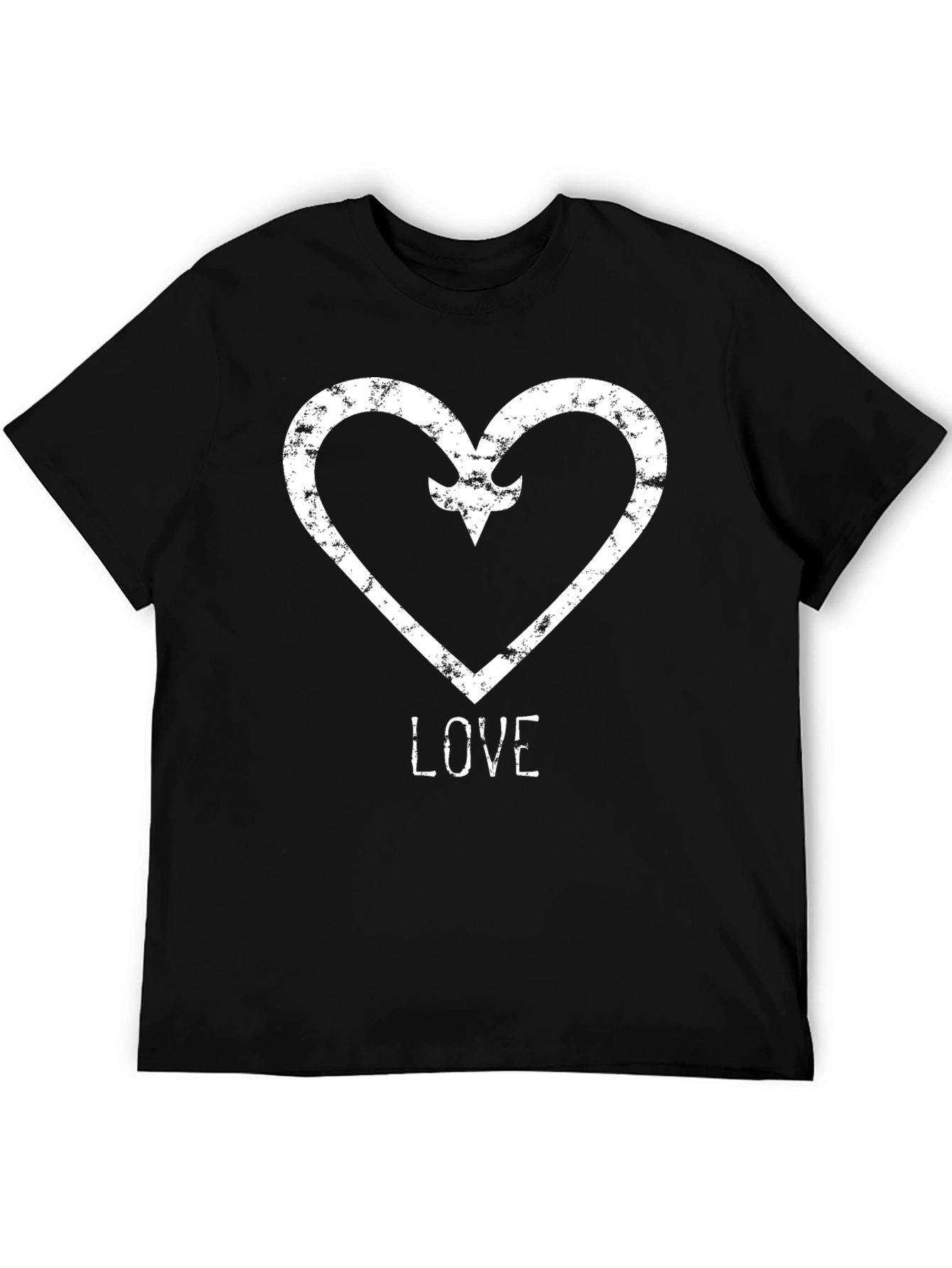 Distressed Heart & Arrow LOVE Graphic T-Shirt - Black