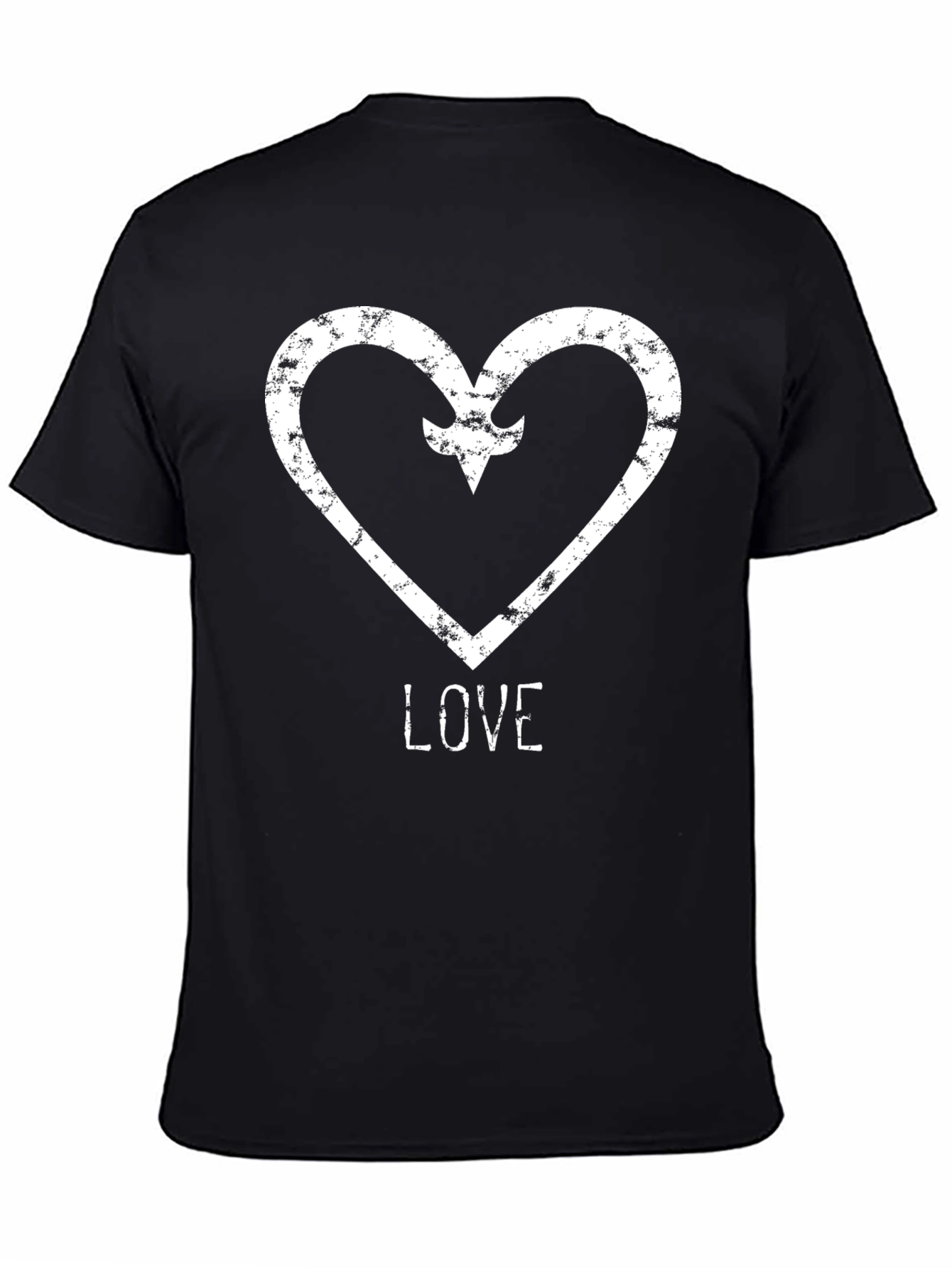 Distressed Heart & Arrow LOVE Graphic T-Shirt - Black