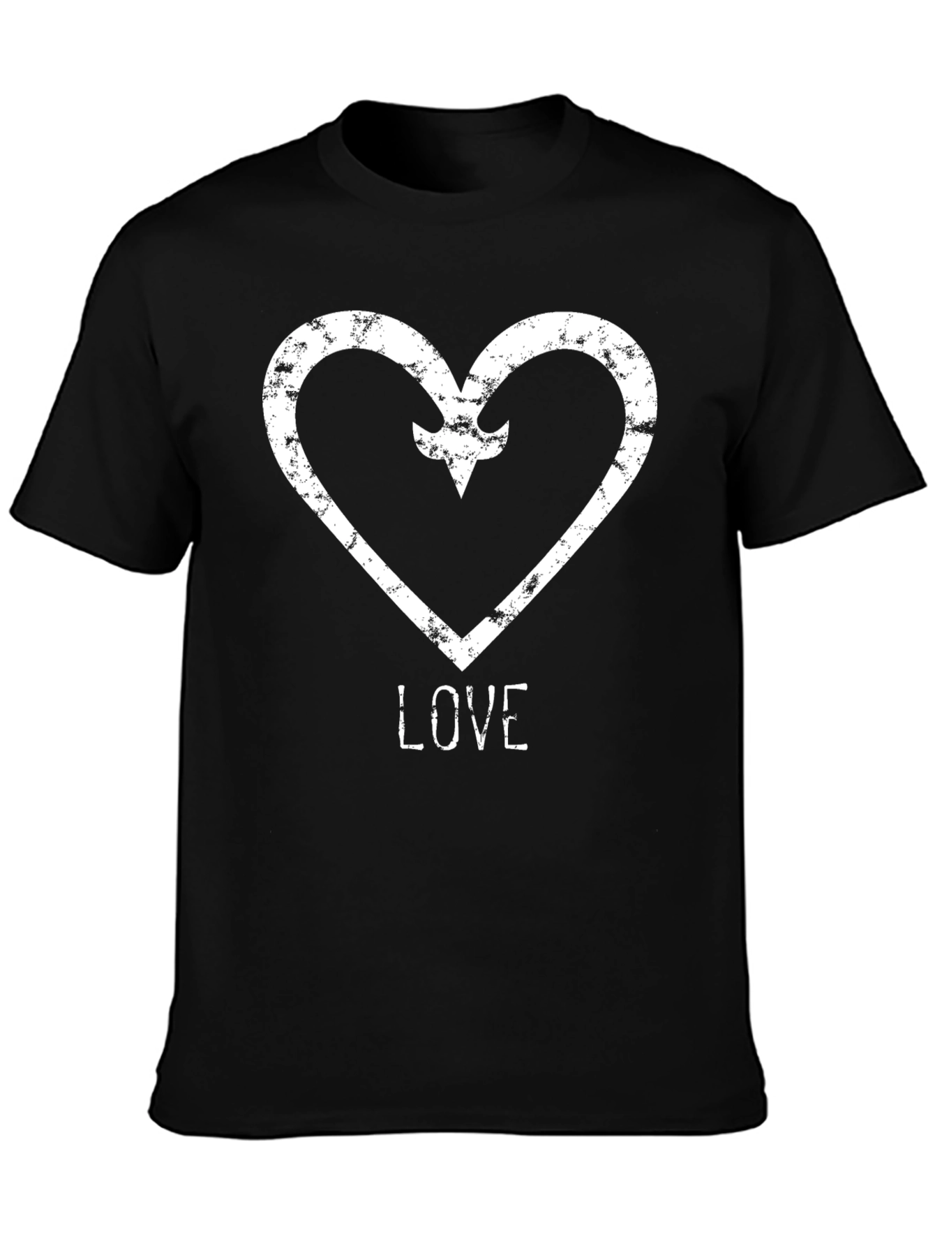 Distressed Heart & Arrow LOVE Graphic T-Shirt - Black