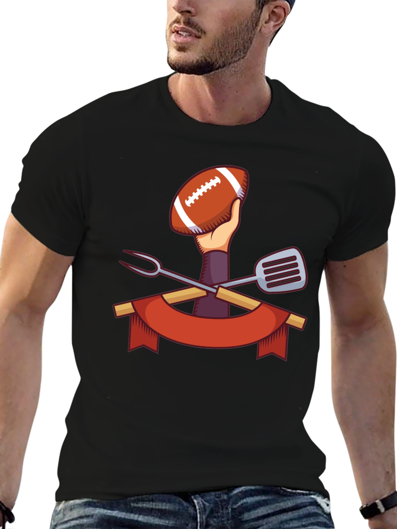 Football & BBQ T-Shirt - Game Day Ready!