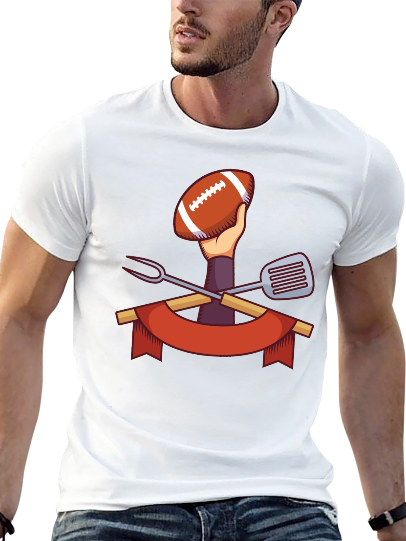Football & BBQ T-Shirt - Game Day Ready!