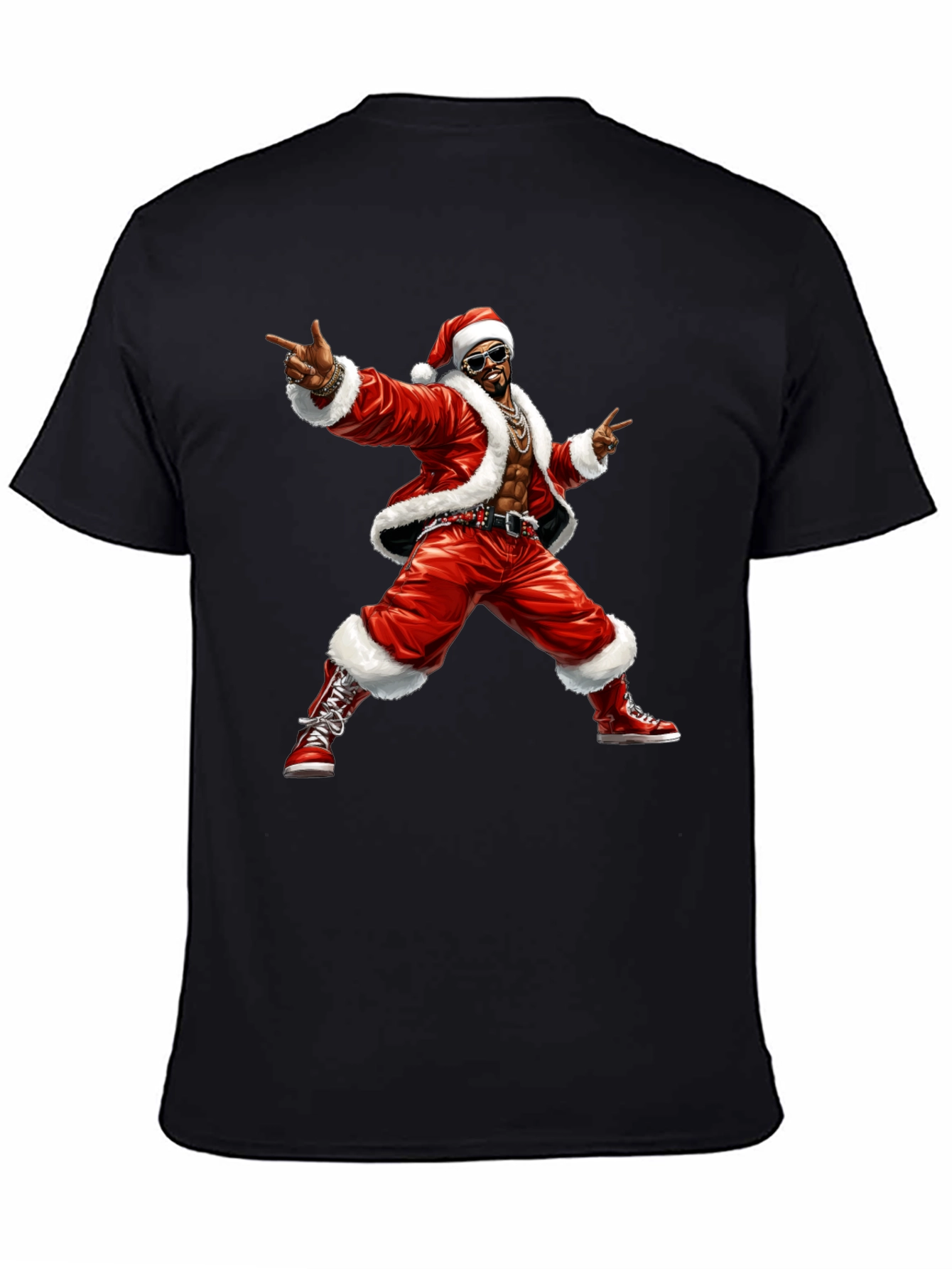 Cool Santa Graphic T-Shirt - Black