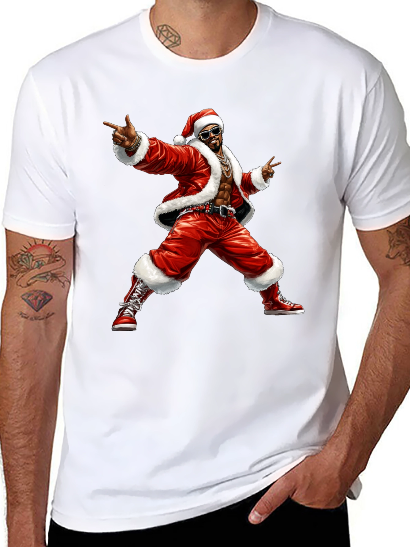 Cool Santa Graphic T-Shirt - Black