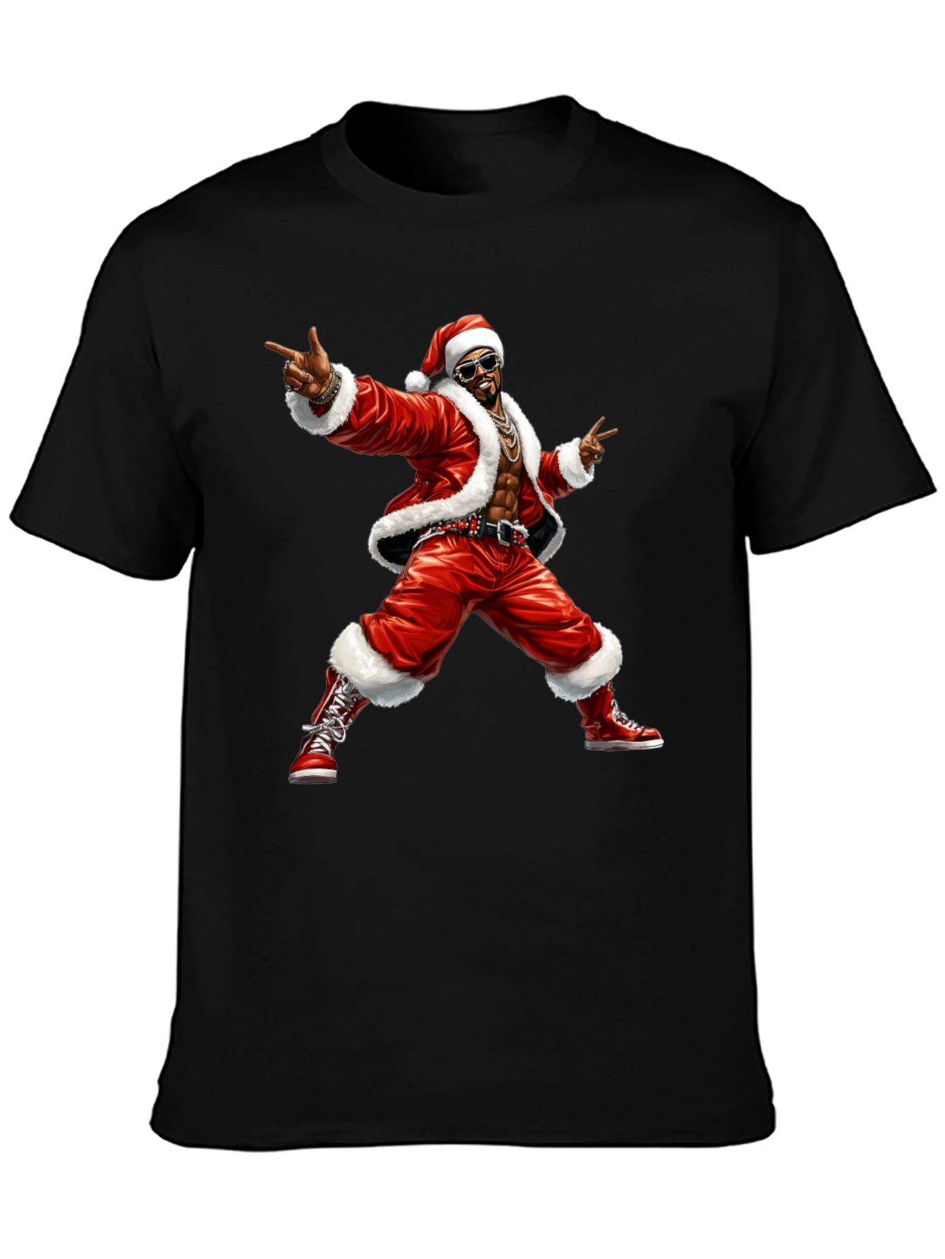 Cool Santa Graphic T-Shirt - Black