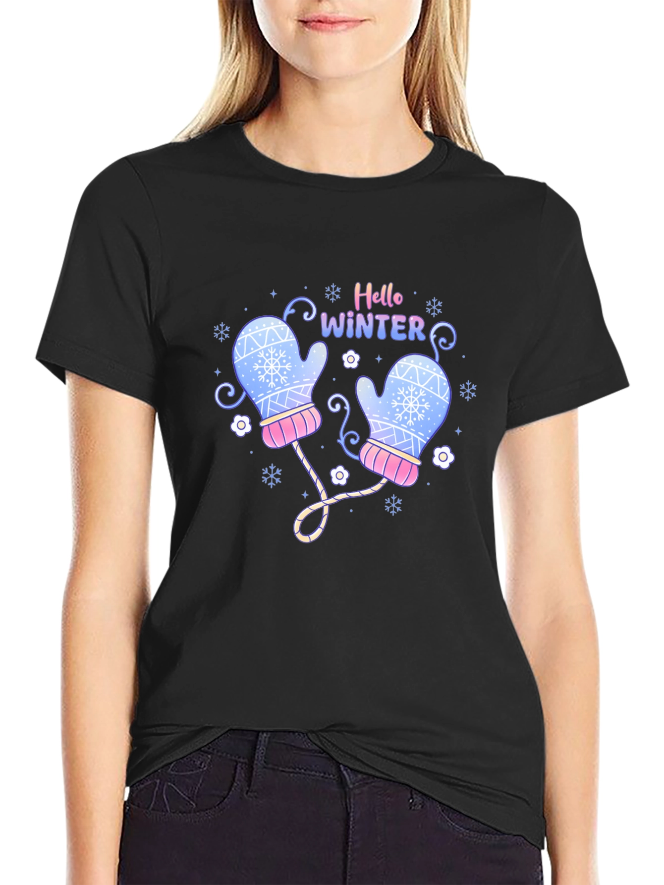 Hello Winter Mittens Graphic Tee
