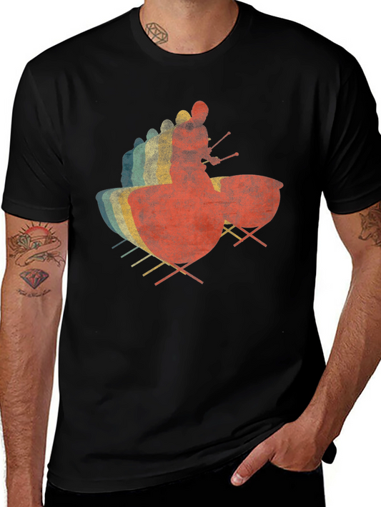 Retro Drummer T-Shirt - Vintage Percussion Design
