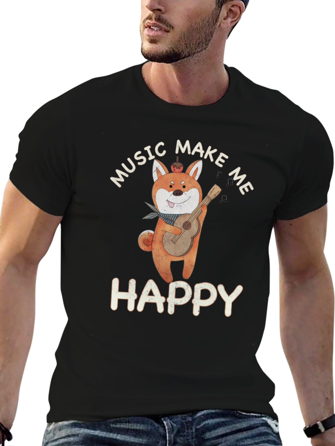 Music Makes Me Happy Graphic T-Shirt