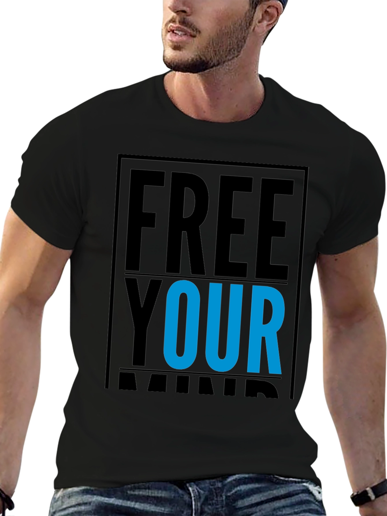 Free Your Mind Graphic Tee - Black Cotton T-Shirt
