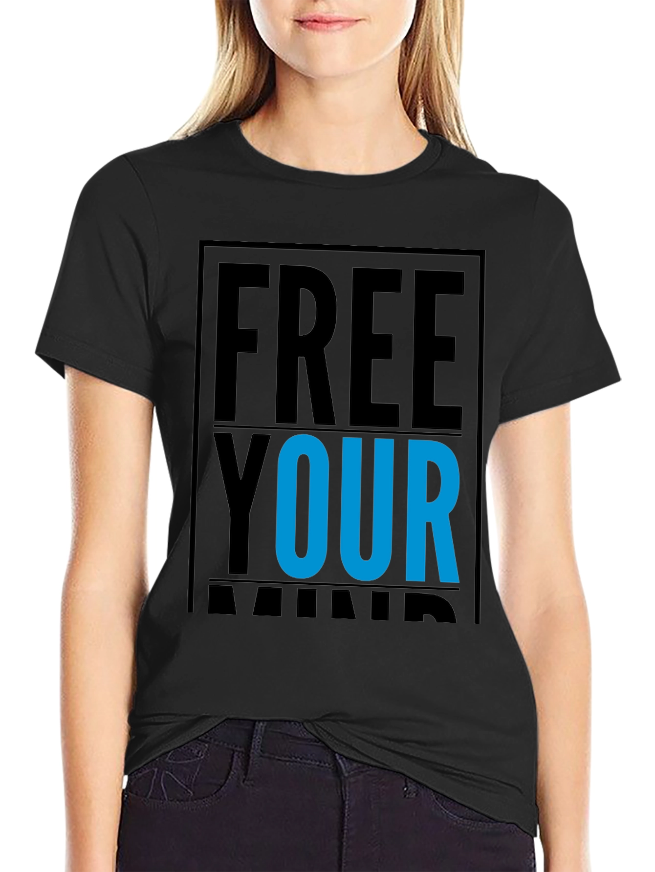 Free Your Mind Graphic Tee - Black Cotton T-Shirt