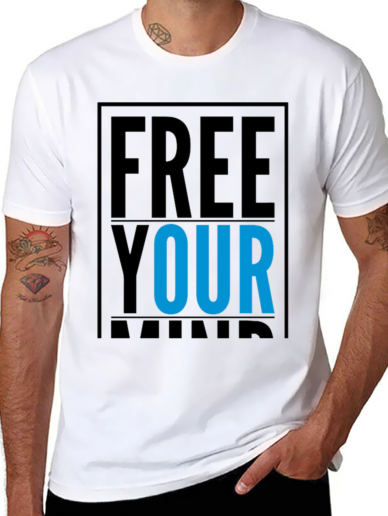Free Your Mind Graphic Tee - Black Cotton T-Shirt