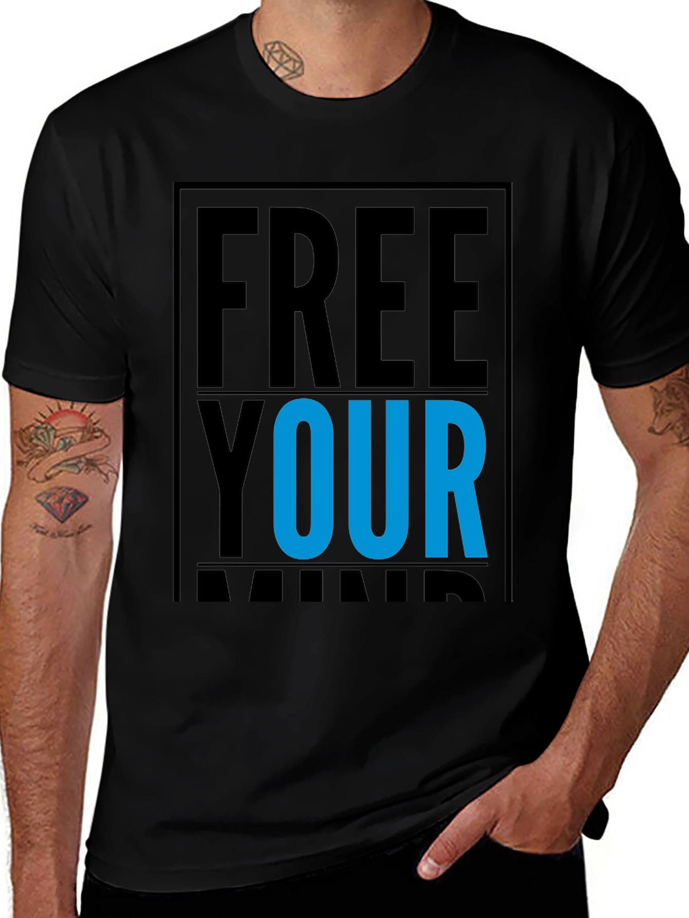Free Your Mind Graphic Tee - Black Cotton T-Shirt