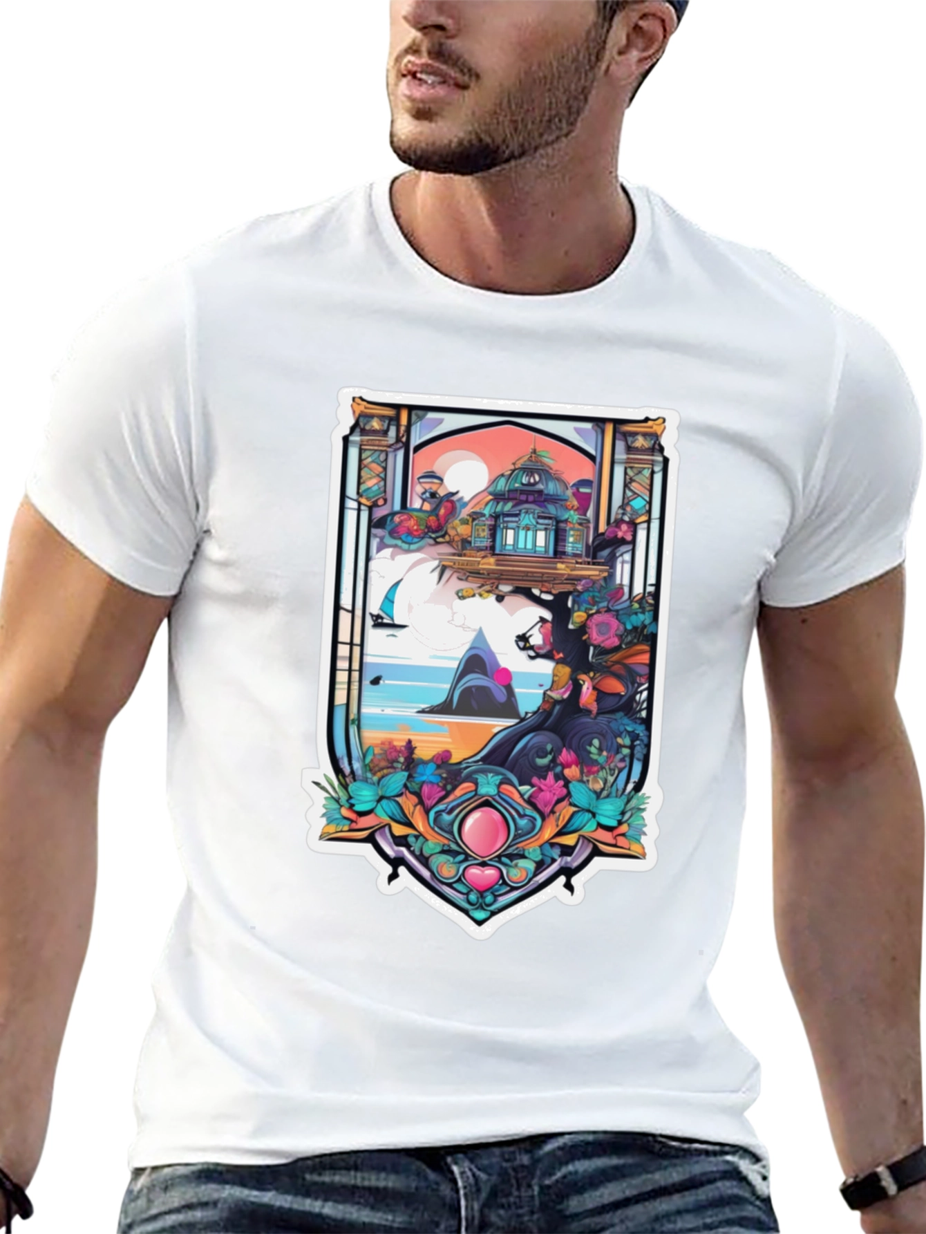Fantasy Island Graphic Tee - Black Cotton Blend Shirt