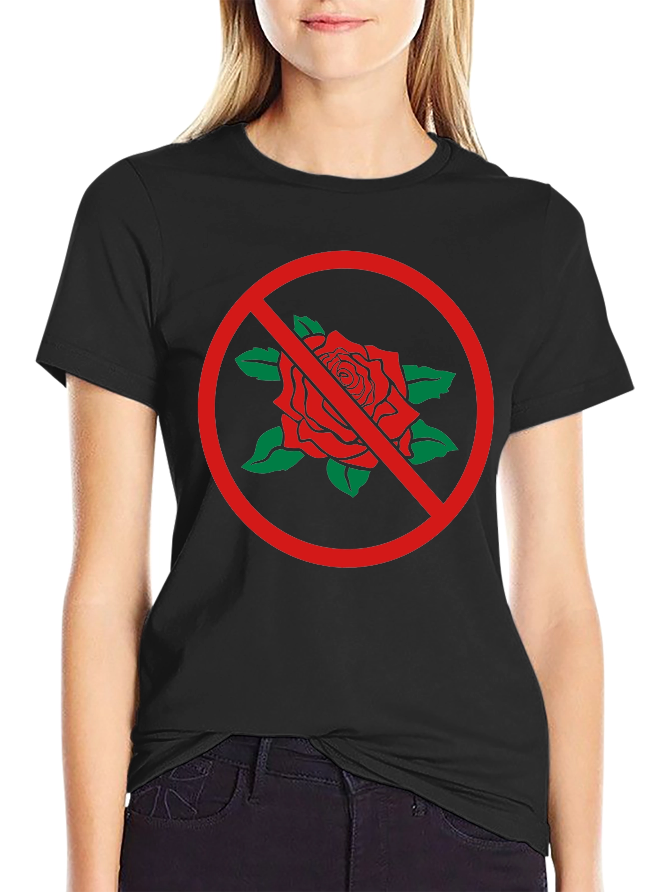 No Roses Graphic Tee - Black Casual T-Shirt