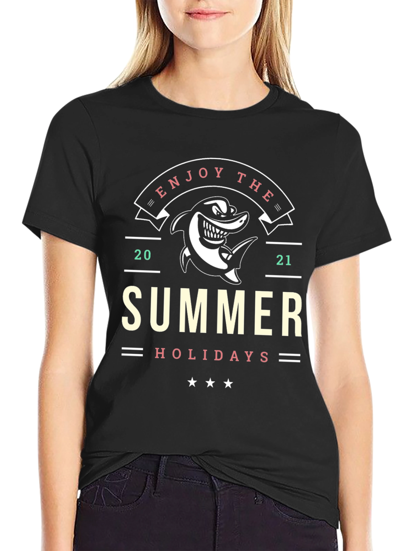 Enjoy the Summer Holidays Black T-Shirt