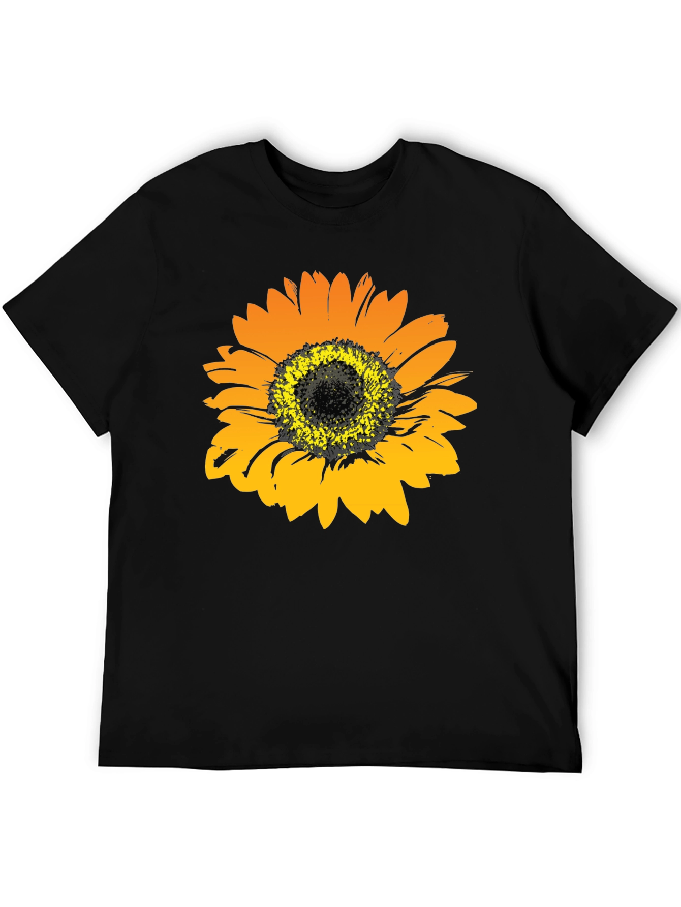 Sunflower Graphic Print Black T-Shirt