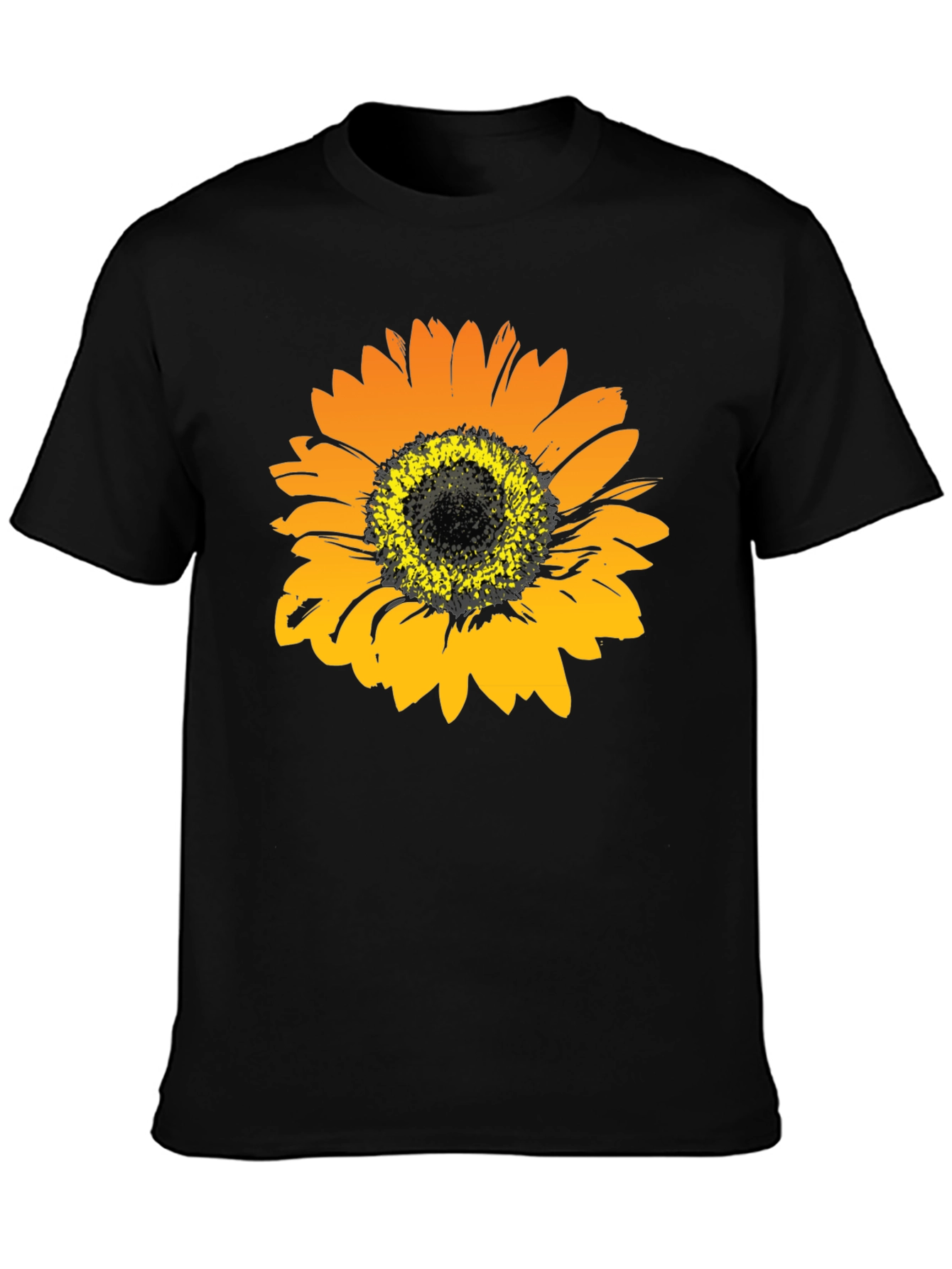 Sunflower Graphic Print Black T-Shirt