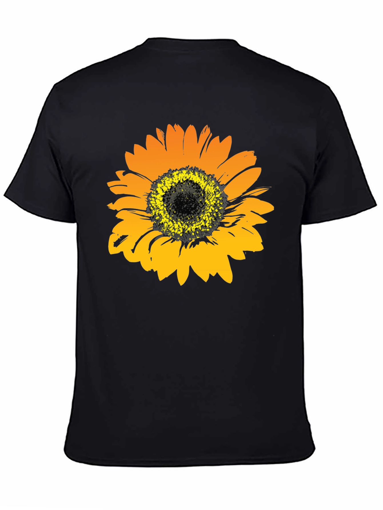 Sunflower Graphic Print Black T-Shirt