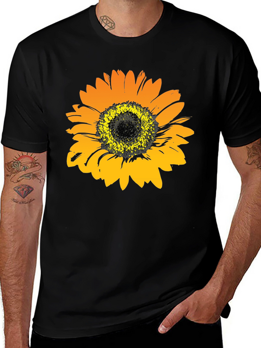 Sunflower Graphic Print Black T-Shirt