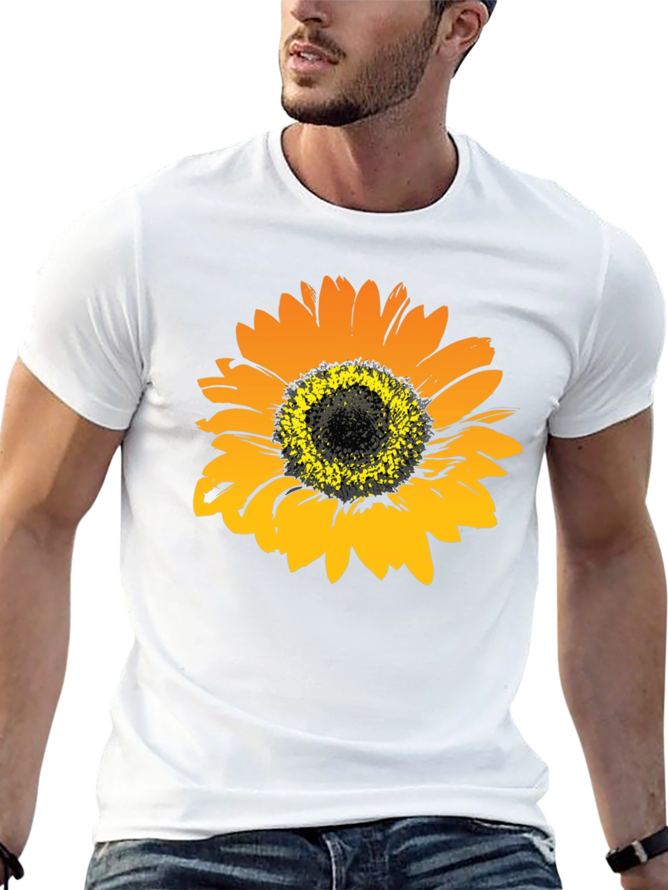 Sunflower Graphic Print Black T-Shirt
