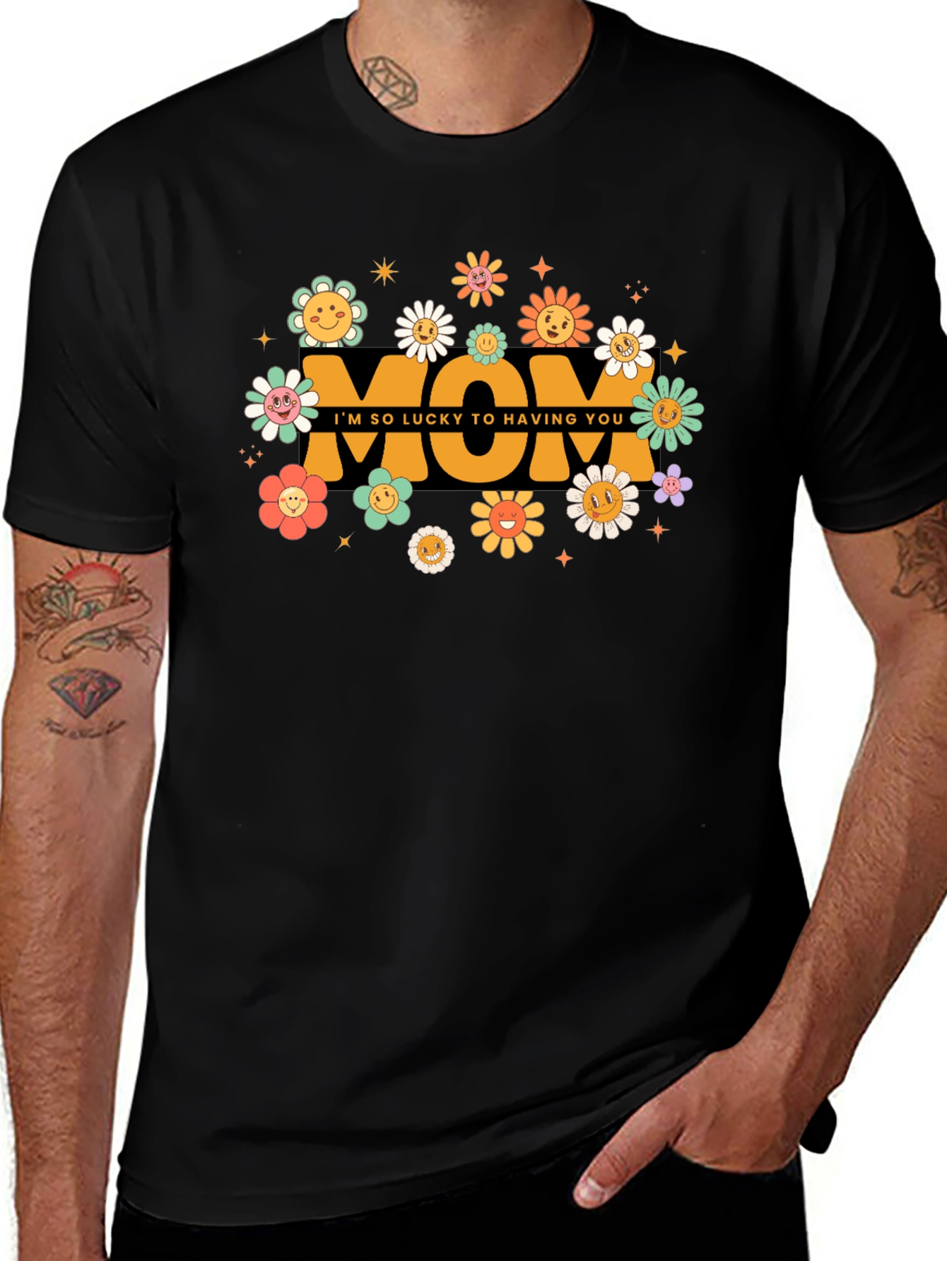Retro Lucky To Have You Mom Graphic T-Shirt